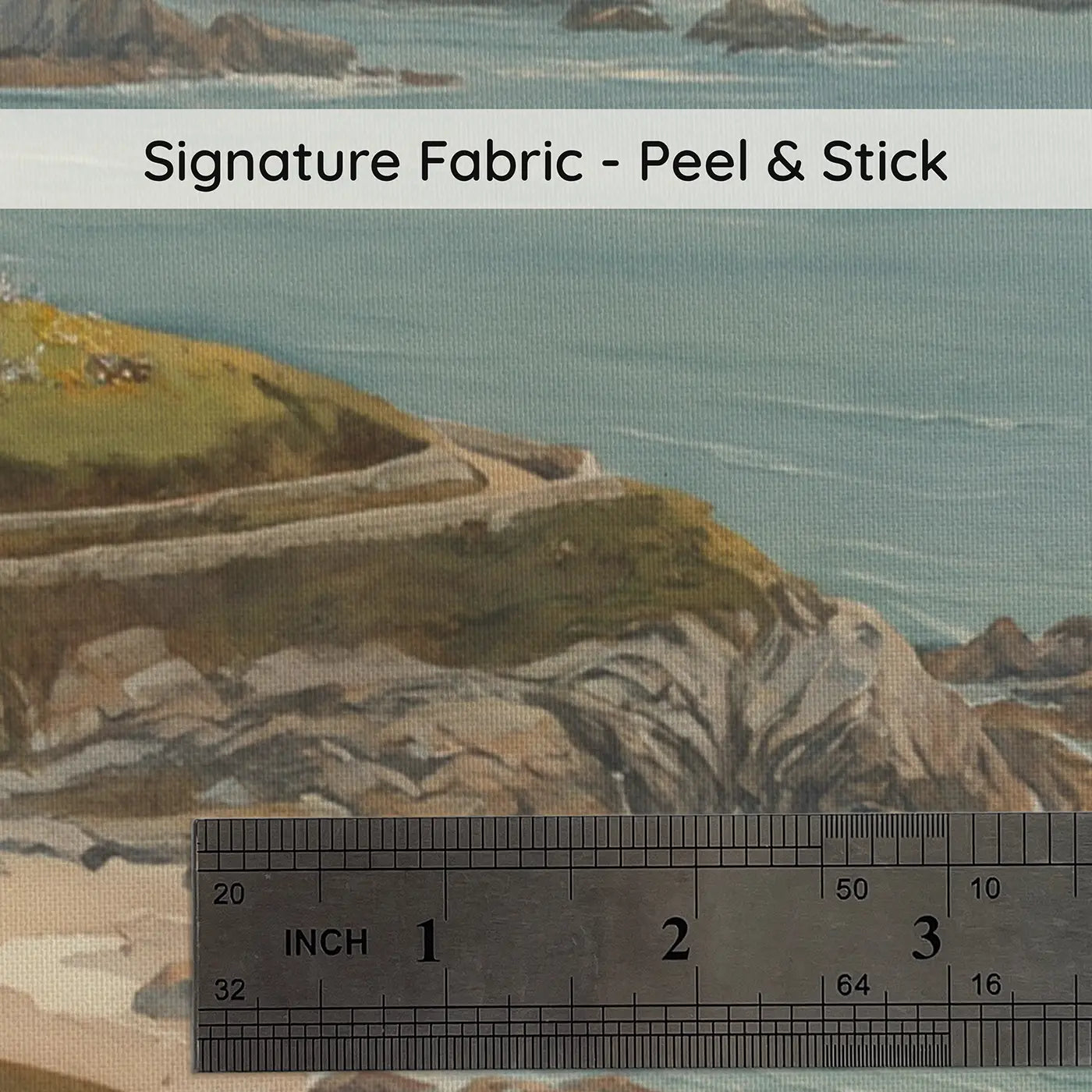 Fabric texture close-up of Coastal Clifftop Road Wallpaper Mural by Whimsy Tots