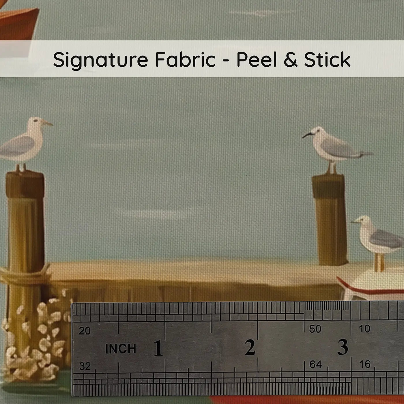Fabric texture close-up of Working Harbor Panorama Wallpaper Mural by Whimsy Tots