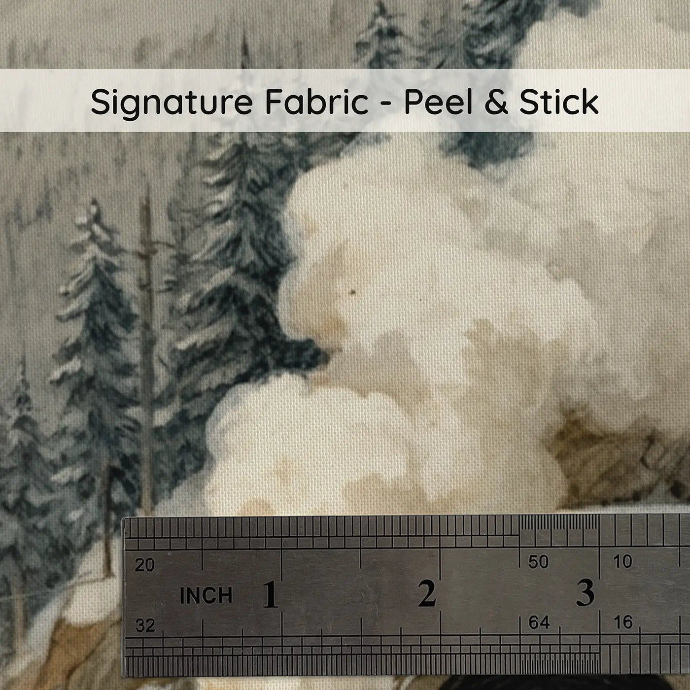 Fabric texture close-up of Snow Mountain Steam Train Wallpaper Mural by Whimsy Tots