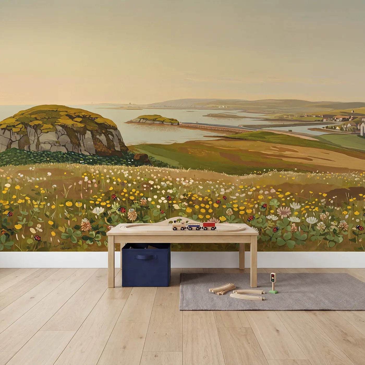 Island Connected Causeway Road Wallpaper Mural in playroom setting by Whimsy Tots