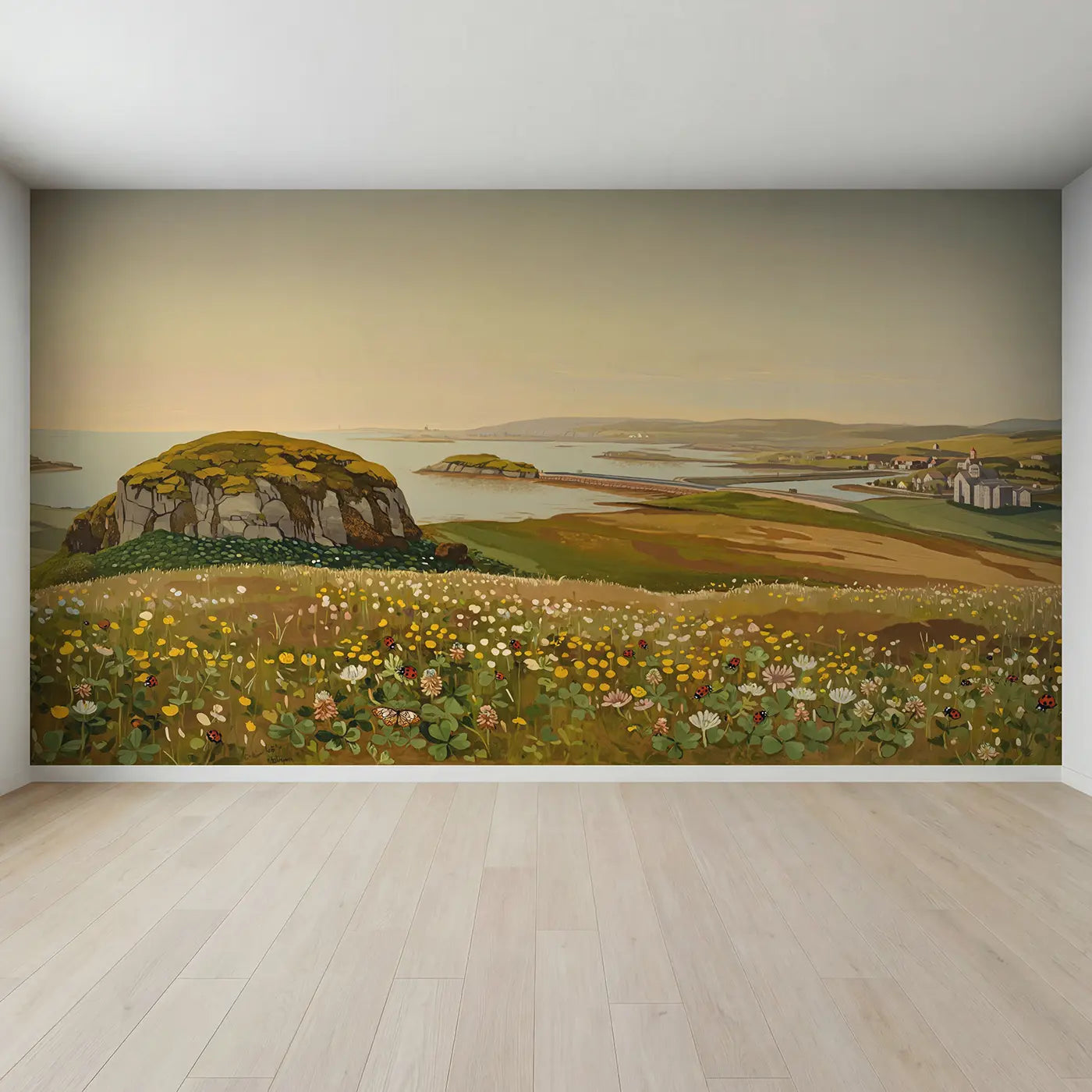 Full view of Island Connected Causeway Road Wallpaper Mural by Whimsy Tots