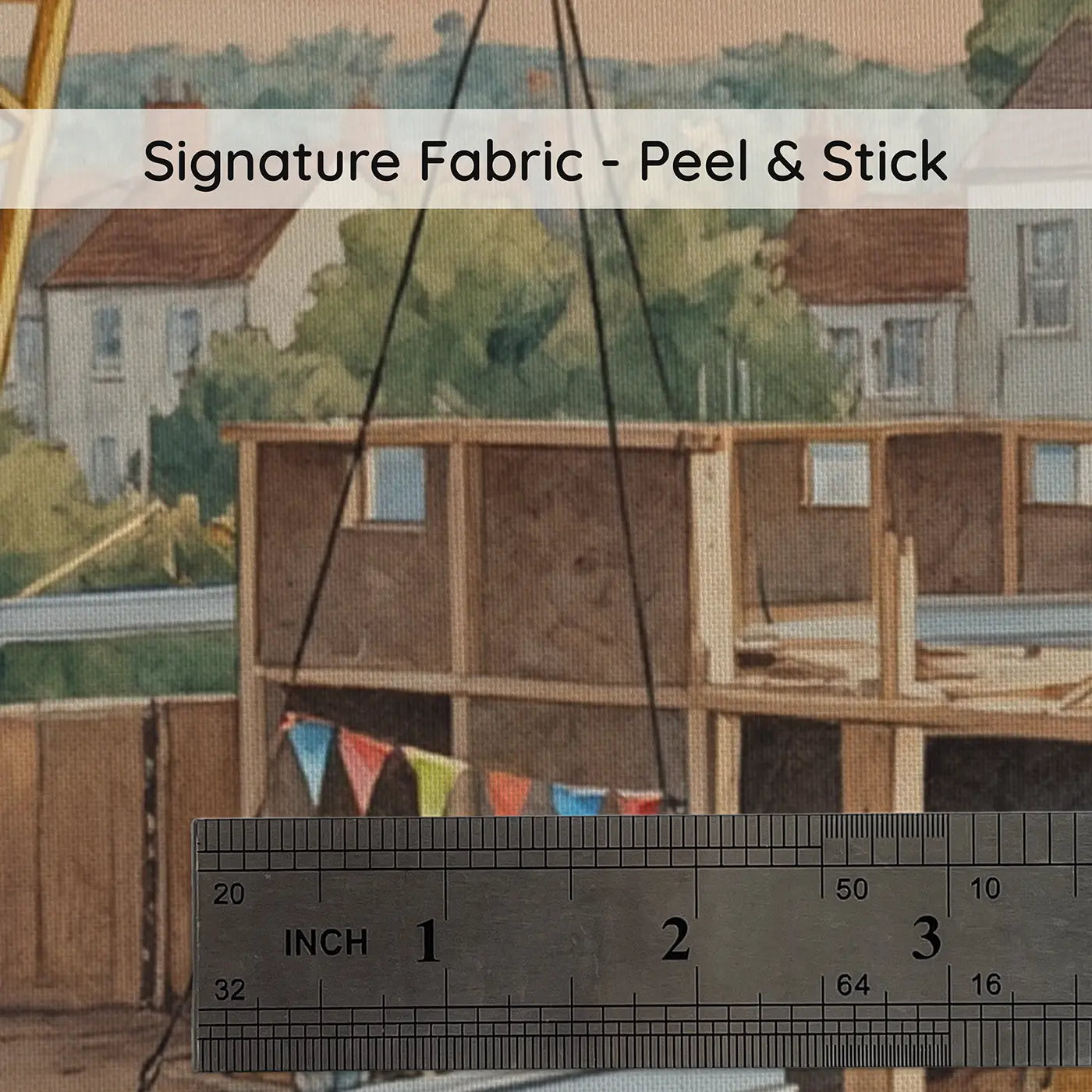 Fabric texture close-up of Construction Site Busy Morning Wallpaper Mural by Whimsy Tots