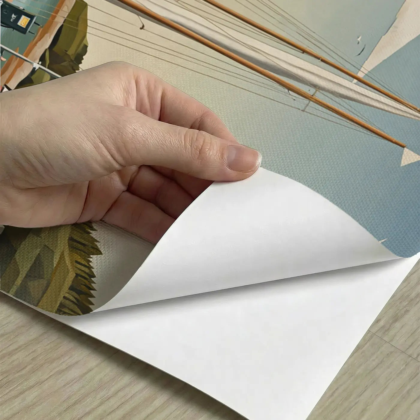 Peel-and-stick detail of Harbor Sailboat and Seaplane Wallpaper Mural by Whimsy Tots