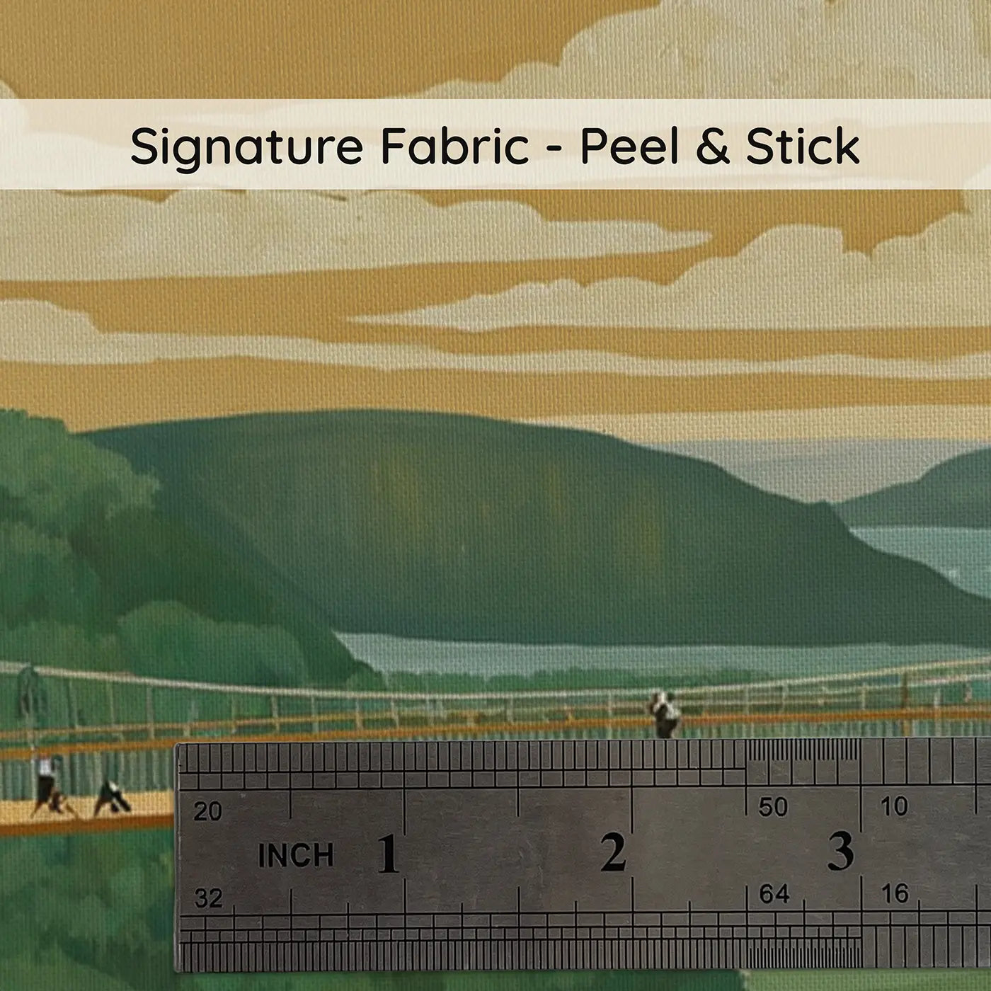 Fabric texture close-up of Gorge Suspension Bridge Wallpaper Mural by Whimsy Tots