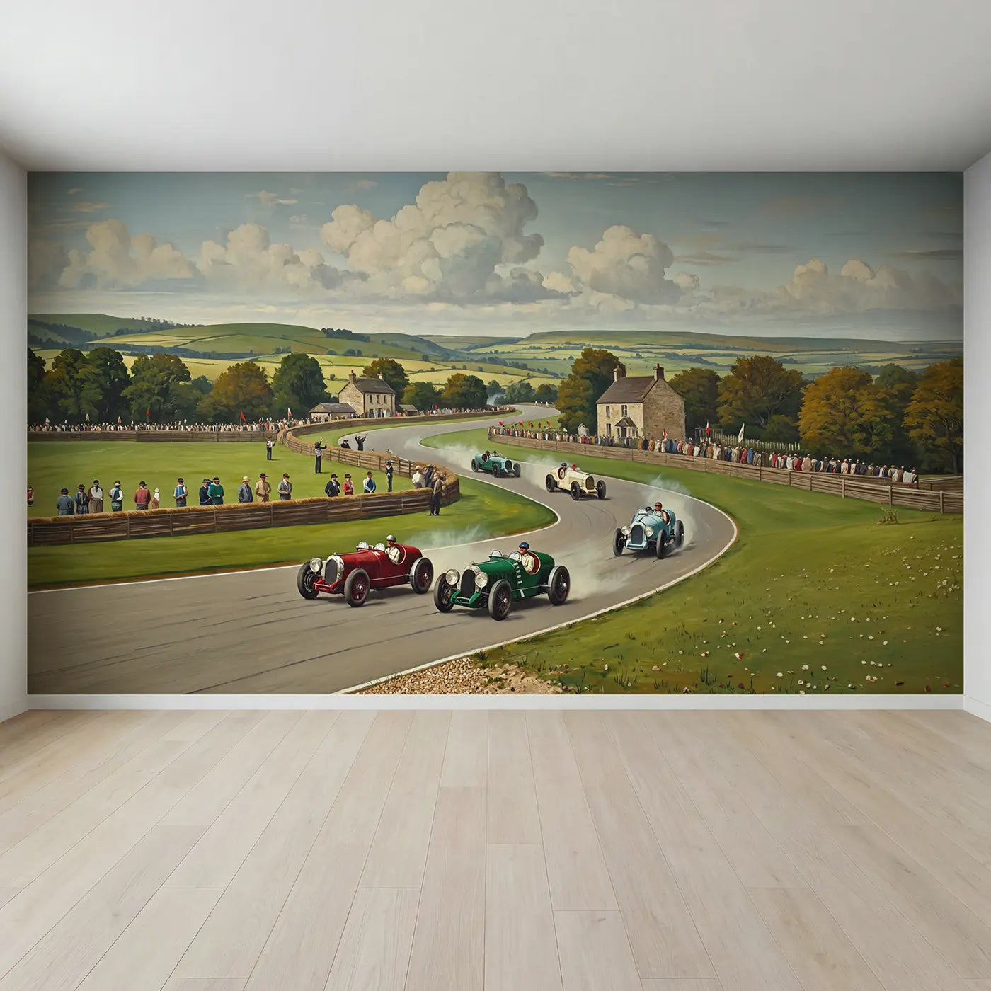 Full view of Country Race Track Wallpaper Mural by Whimsy Tots