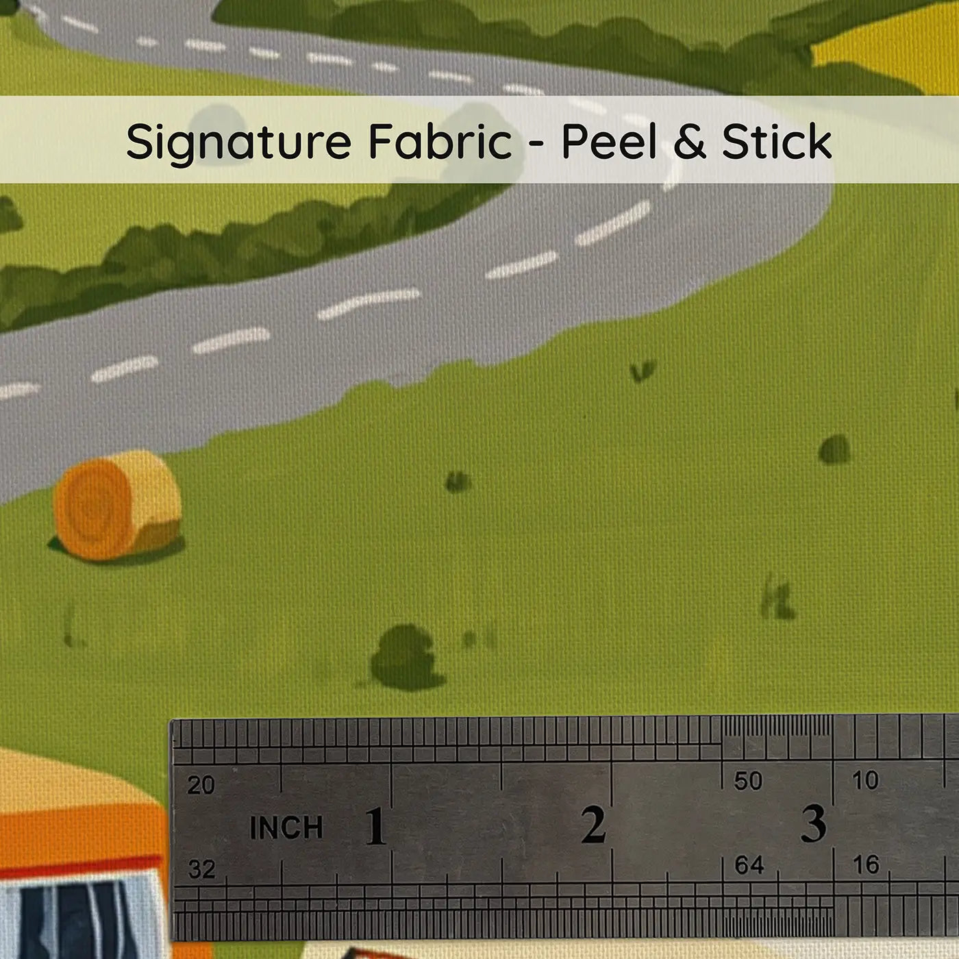 Fabric texture close-up of Vintage Van Road Trip Wallpaper Mural by Whimsy Tots