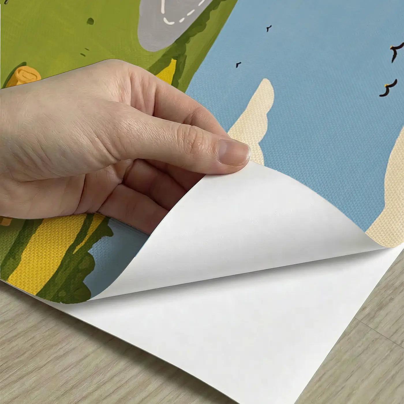 Peel-and-stick detail of Vintage Van Road Trip Wallpaper Mural by Whimsy Tots