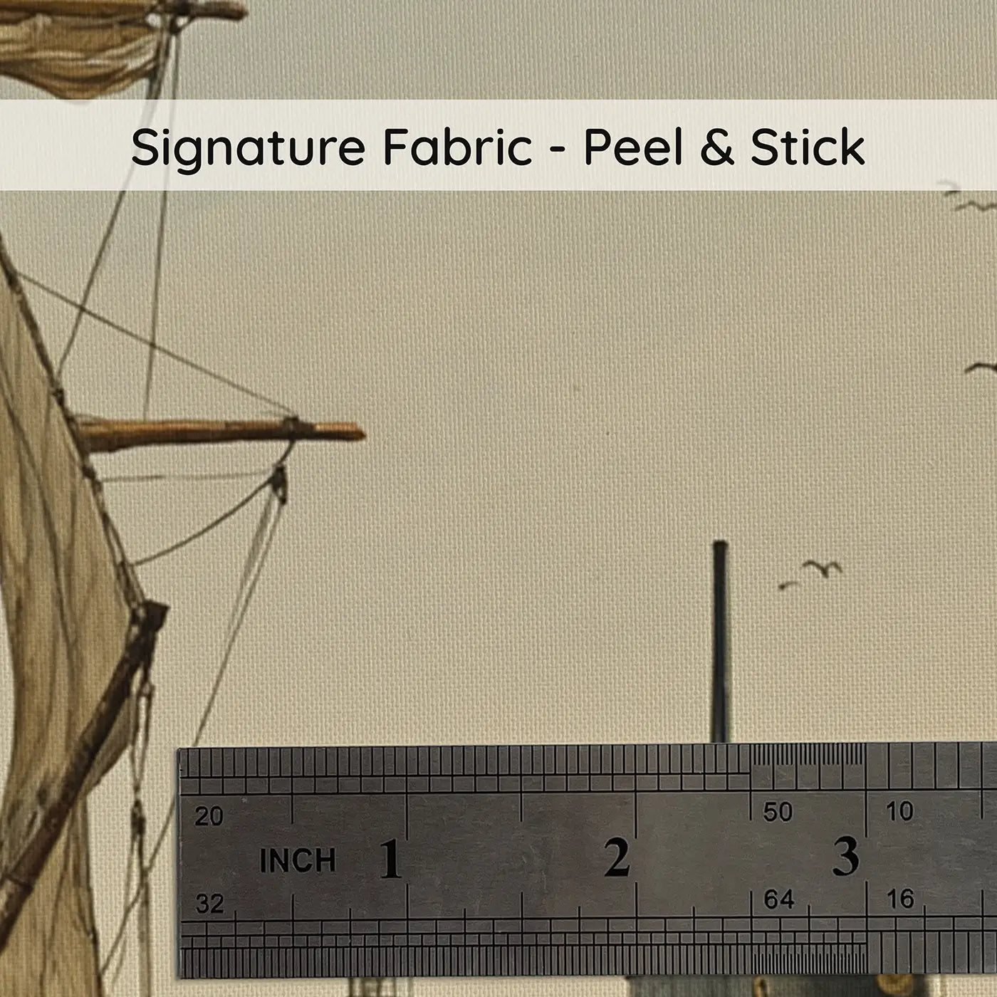 Fabric texture close-up of Submarine and Tall Ship Wallpaper Mural by Whimsy Tots