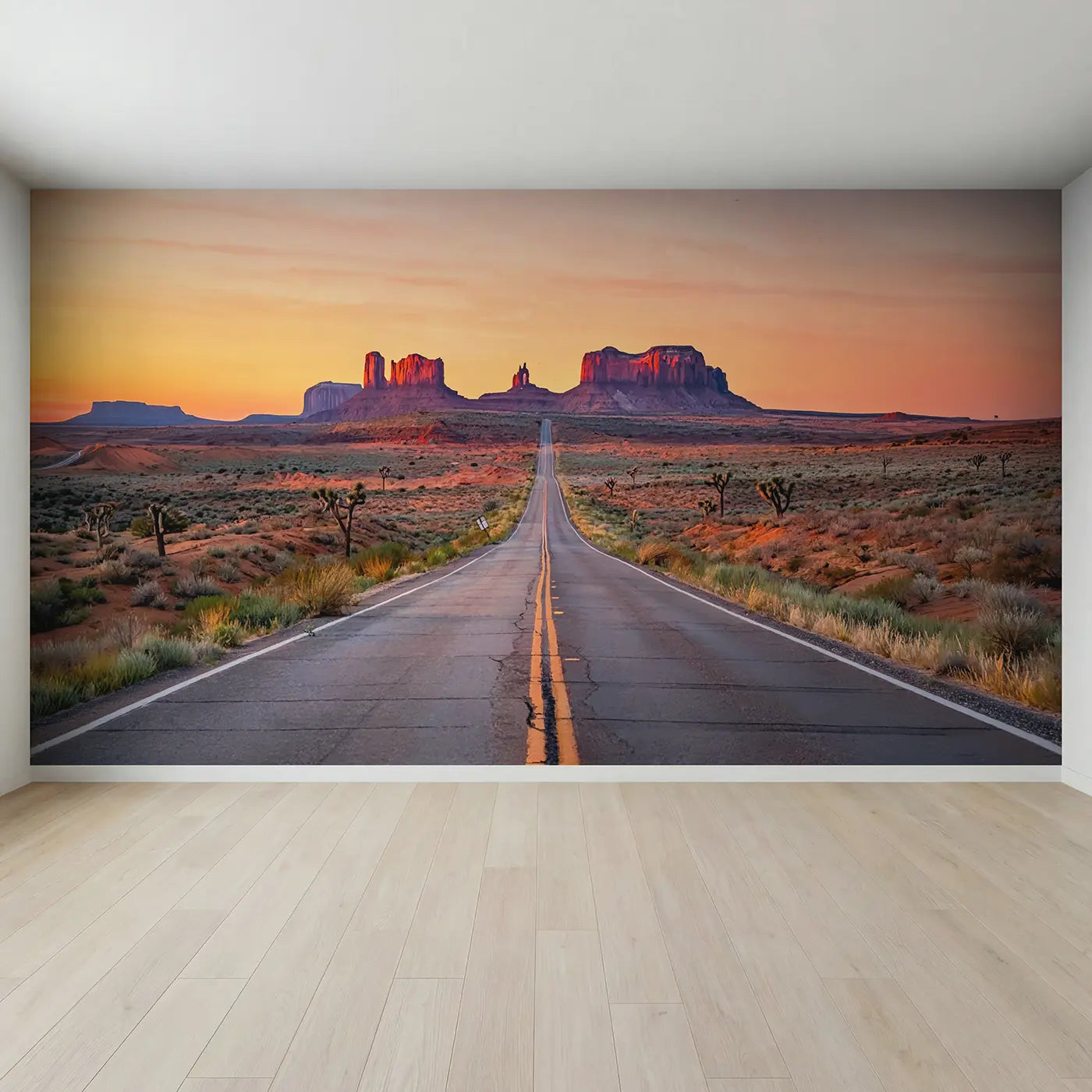 Full view of Desert Highway to Buttes Wallpaper Mural by Whimsy Tots