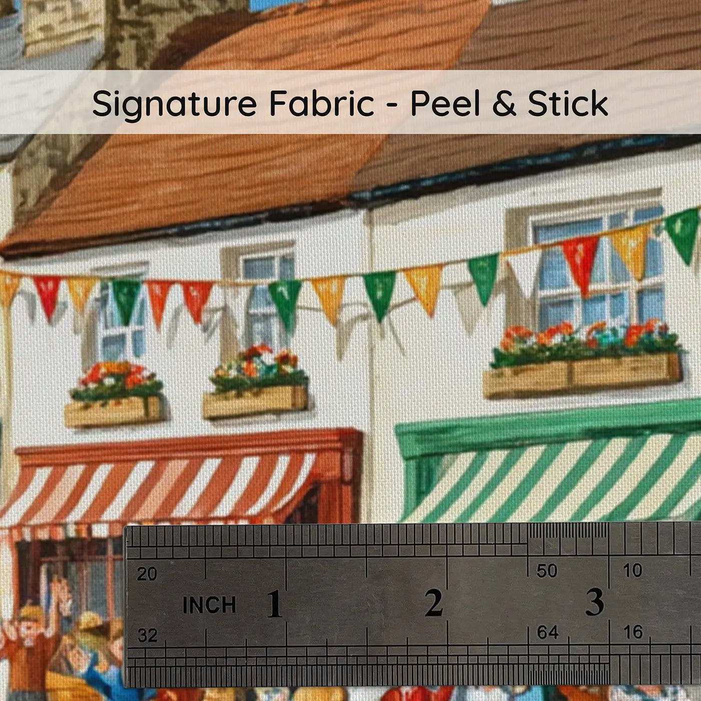 Fabric texture close-up of Village Car Rally Wallpaper Mural by Whimsy Tots