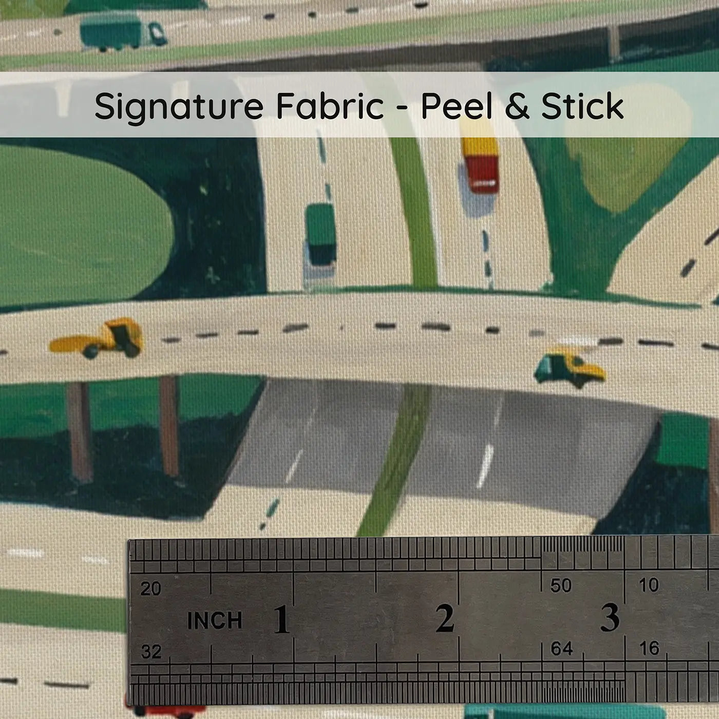 Fabric texture close-up of Aerial Highway Interchange Wallpaper Mural by Whimsy Tots