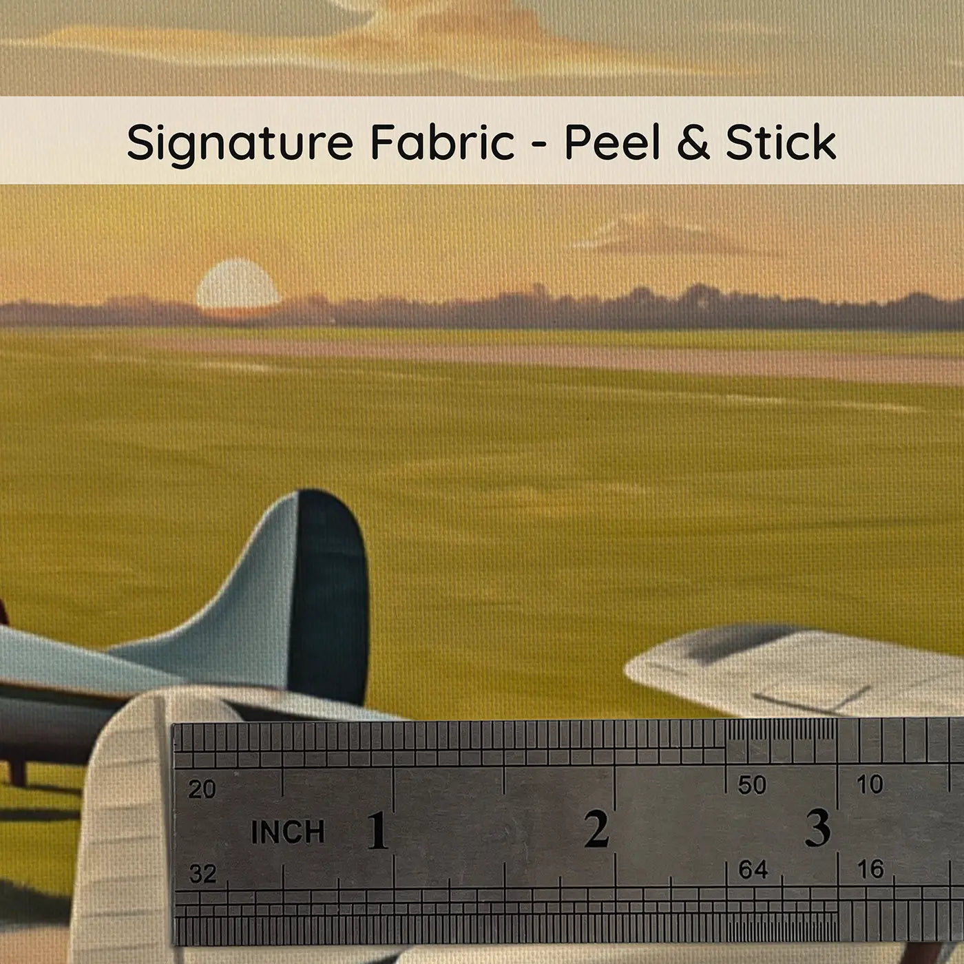 Fabric texture close-up of Vintage Airport Planes Wallpaper Mural by Whimsy Tots
