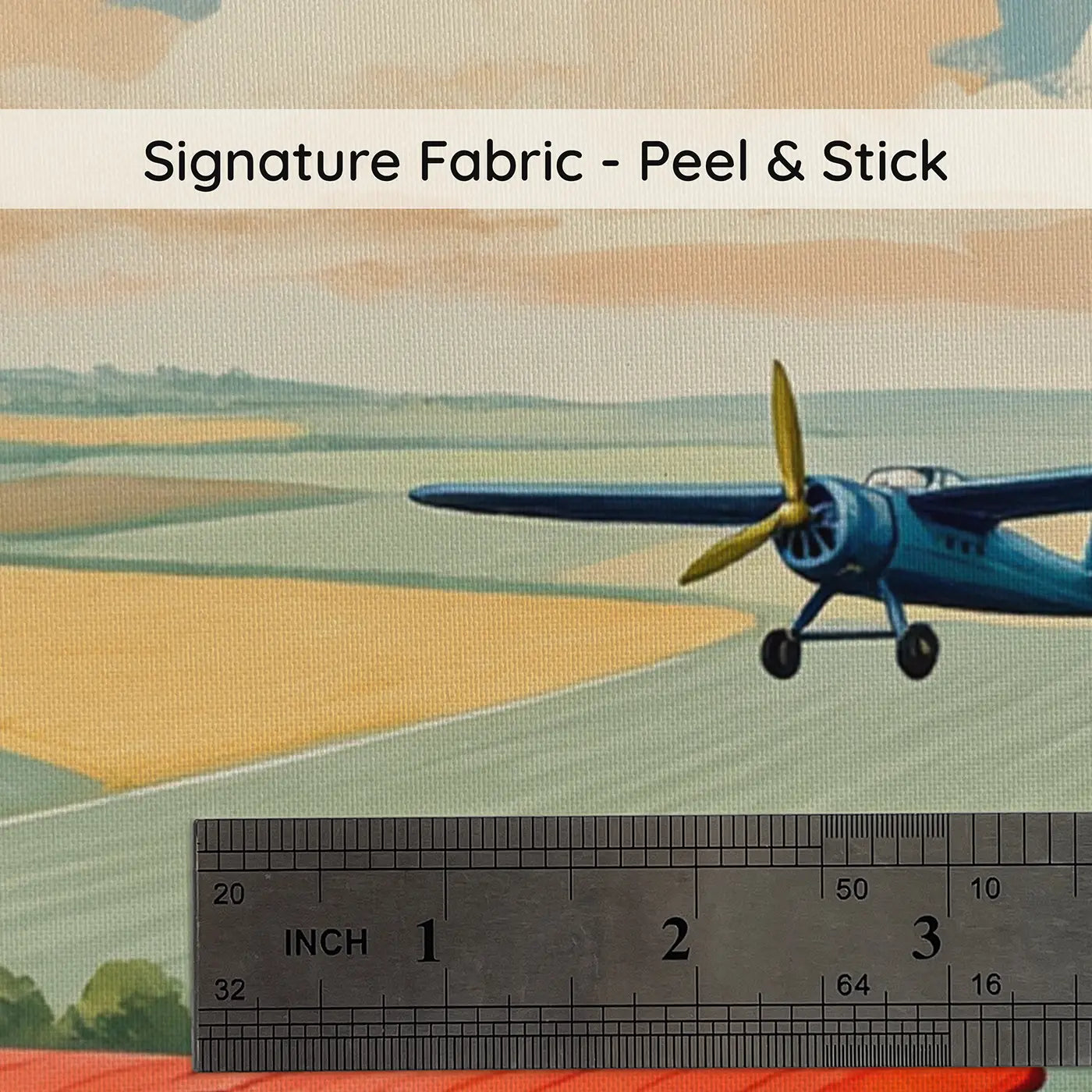 Fabric texture close-up of Vintage Propeller Airfield Wallpaper Mural by Whimsy Tots