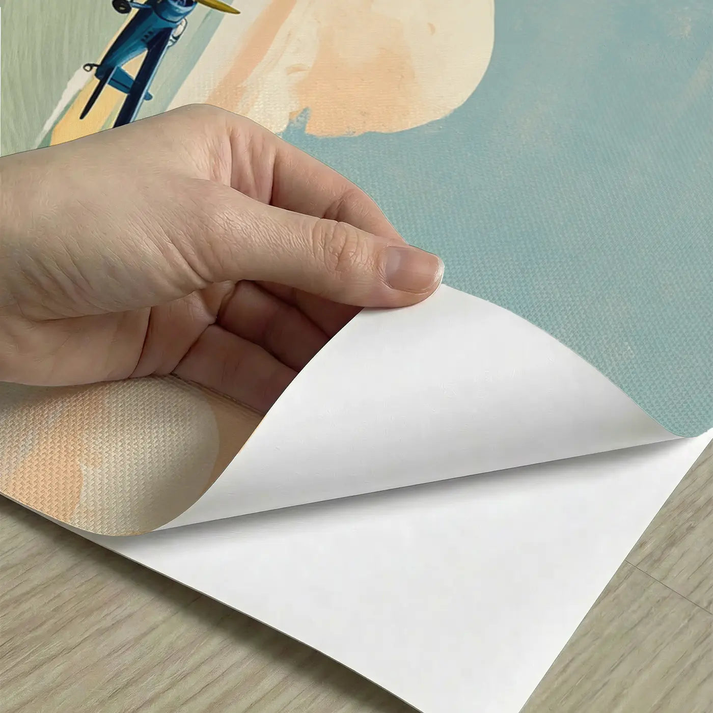 Peel-and-stick detail of Vintage Propeller Airfield Wallpaper Mural by Whimsy Tots