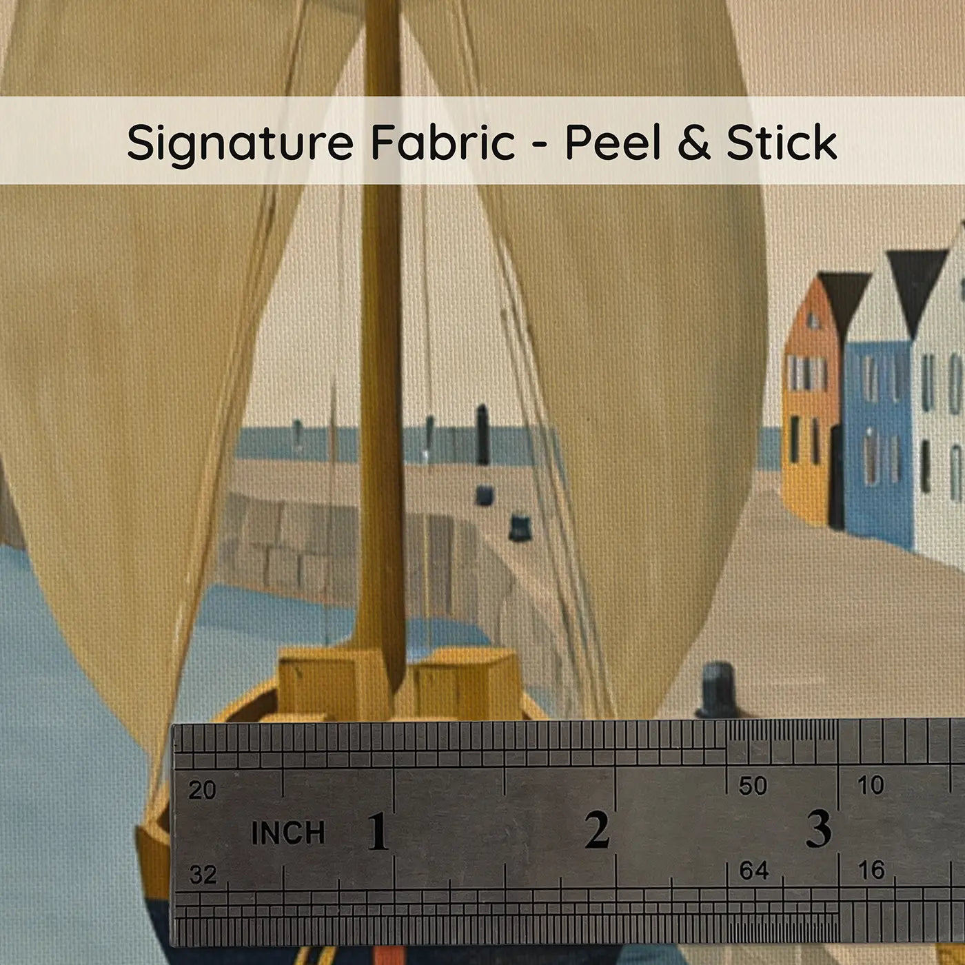 Fabric texture close-up of Busy Harbor Morning Wallpaper Mural by Whimsy Tots