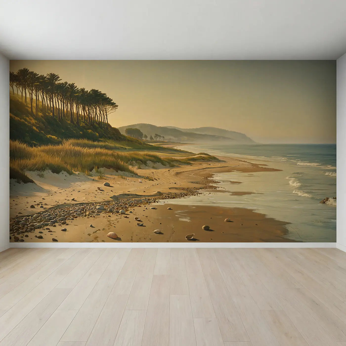 Full view of Beach Dunes Sea Grass Wallpaper Mural by Whimsy Tots