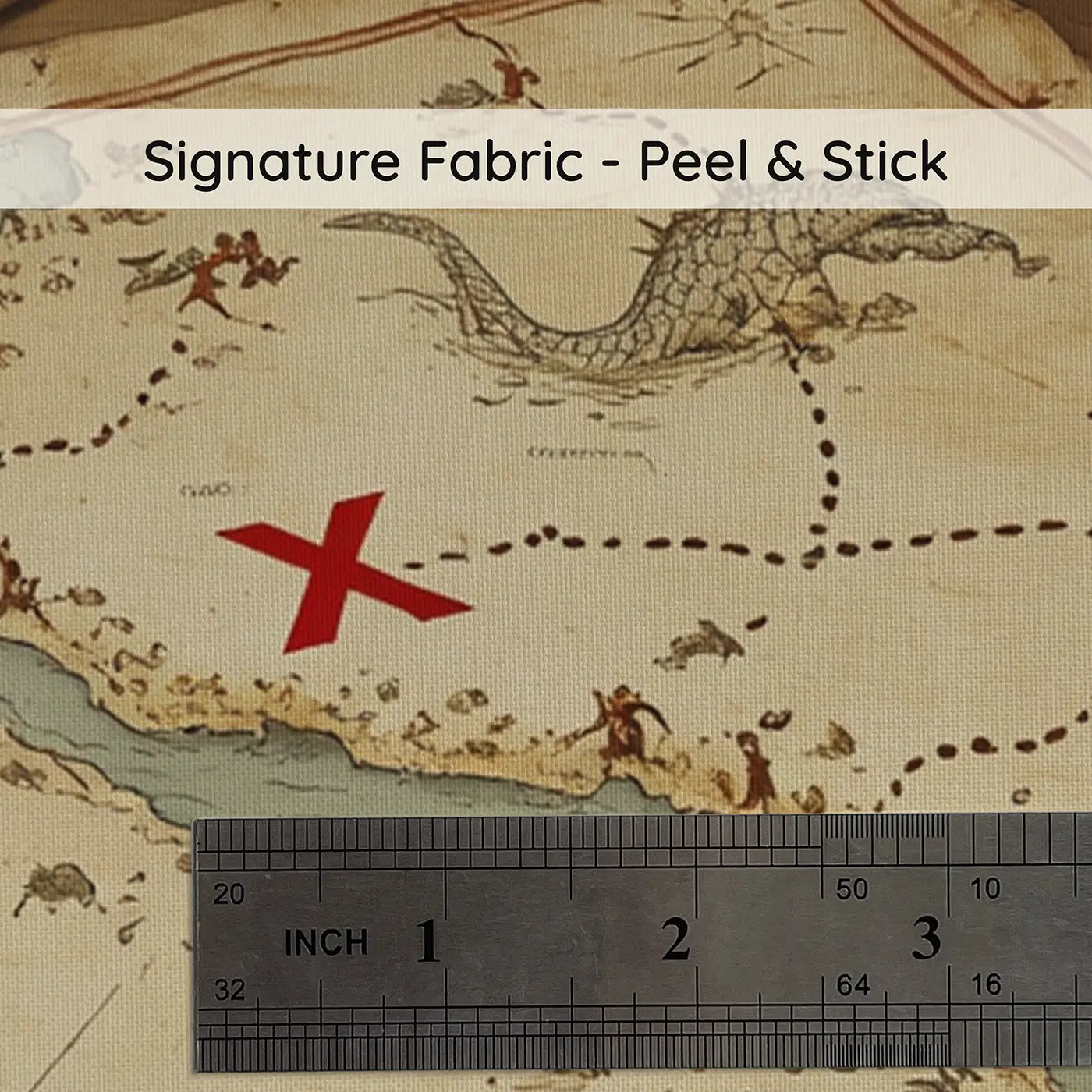 Fabric texture close-up of Pirate Treasure Map Table Wallpaper Mural by Whimsy Tots
