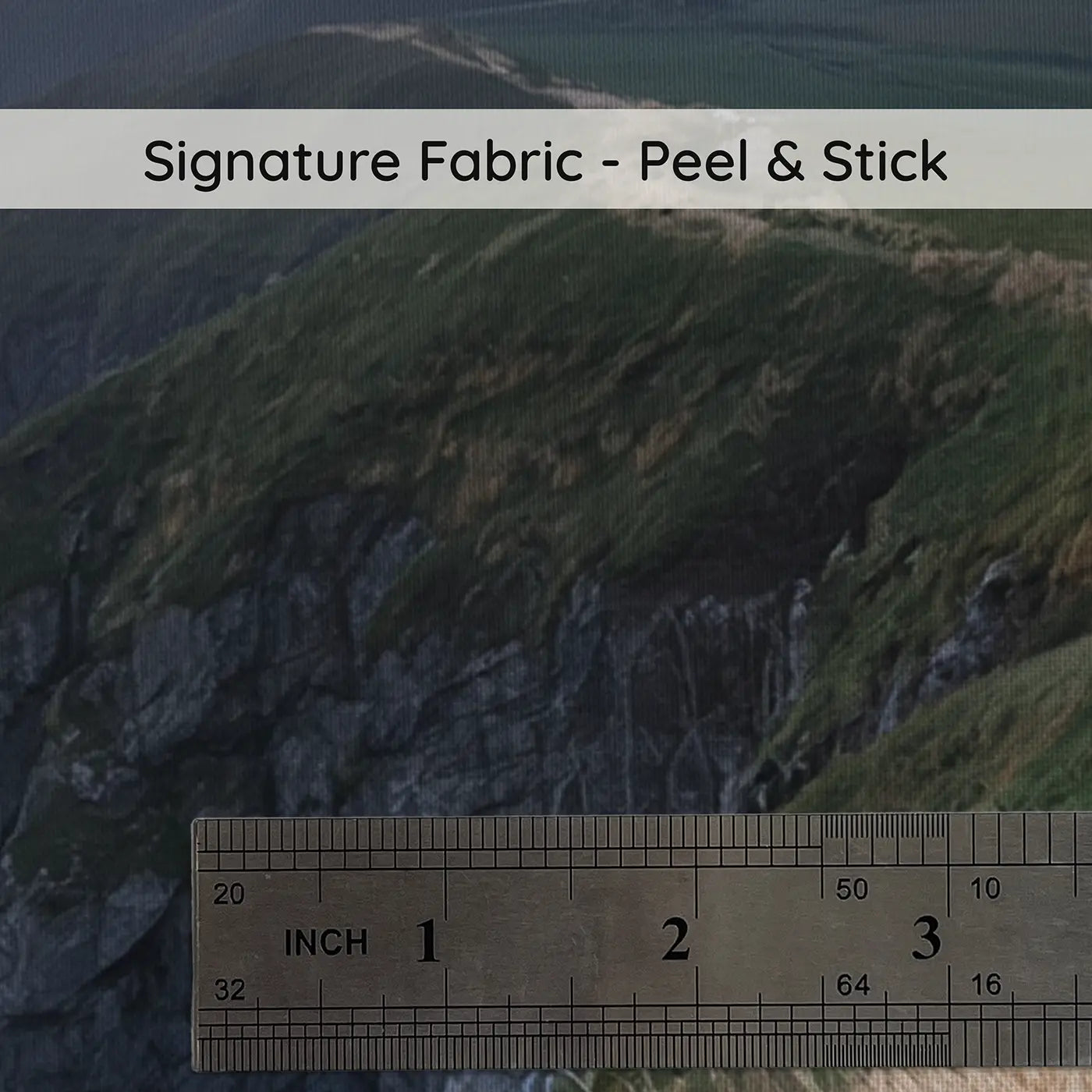 Fabric texture close-up of Twilight Coastal Cliff Path Wallpaper Mural by Whimsy Tots