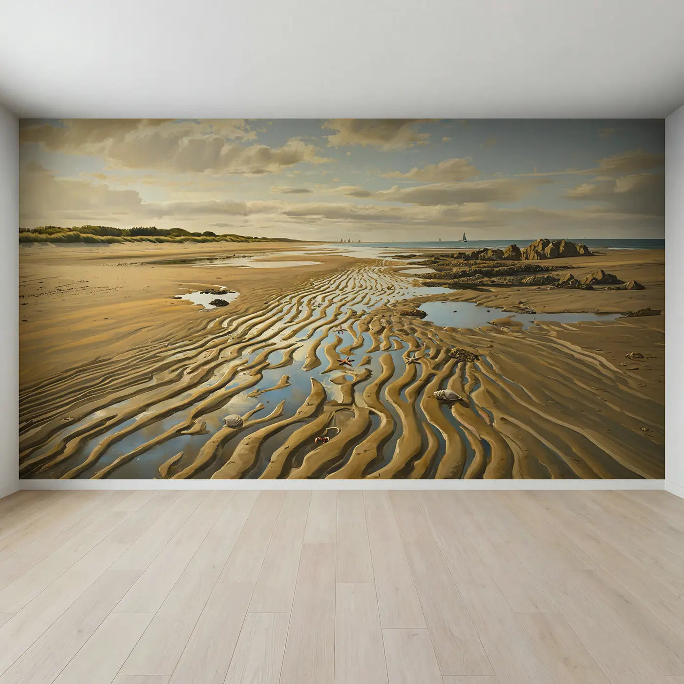 Full view of Low Tide Sand Patterns Wallpaper Mural by Whimsy Tots