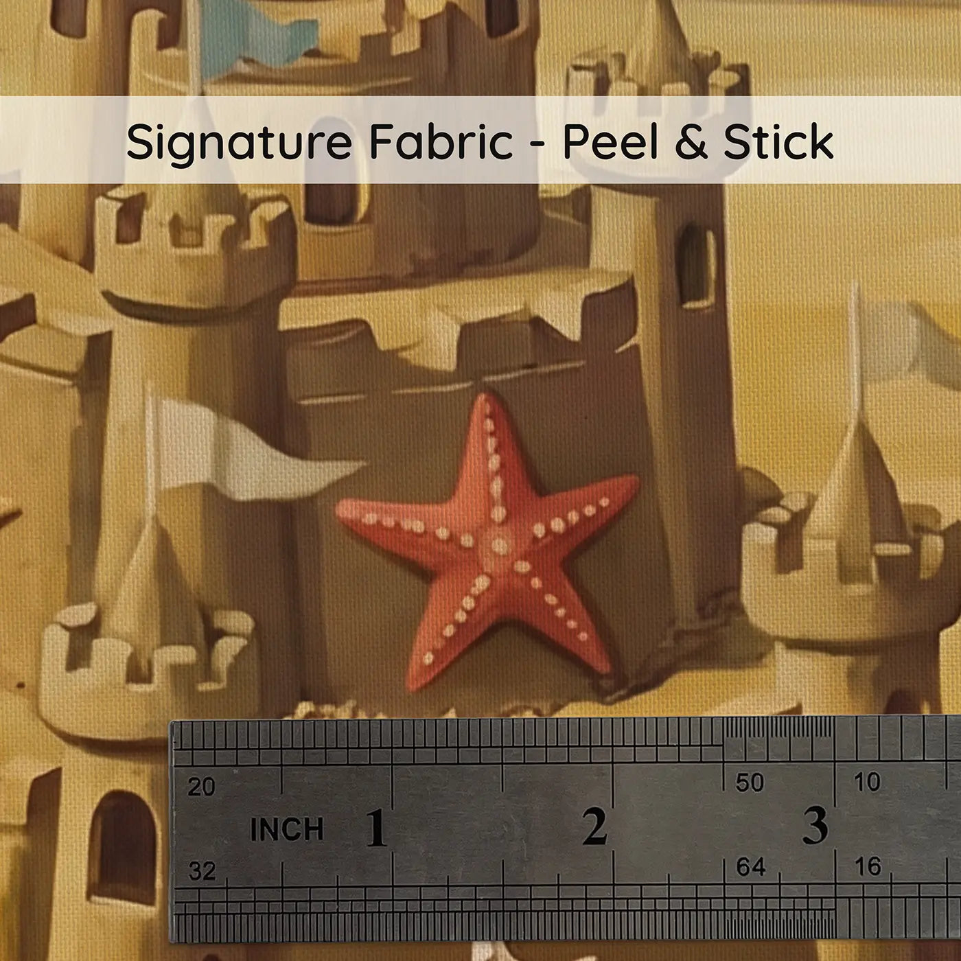 Fabric texture close-up of Beach Sandcastle Kingdom Wallpaper Mural by Whimsy Tots