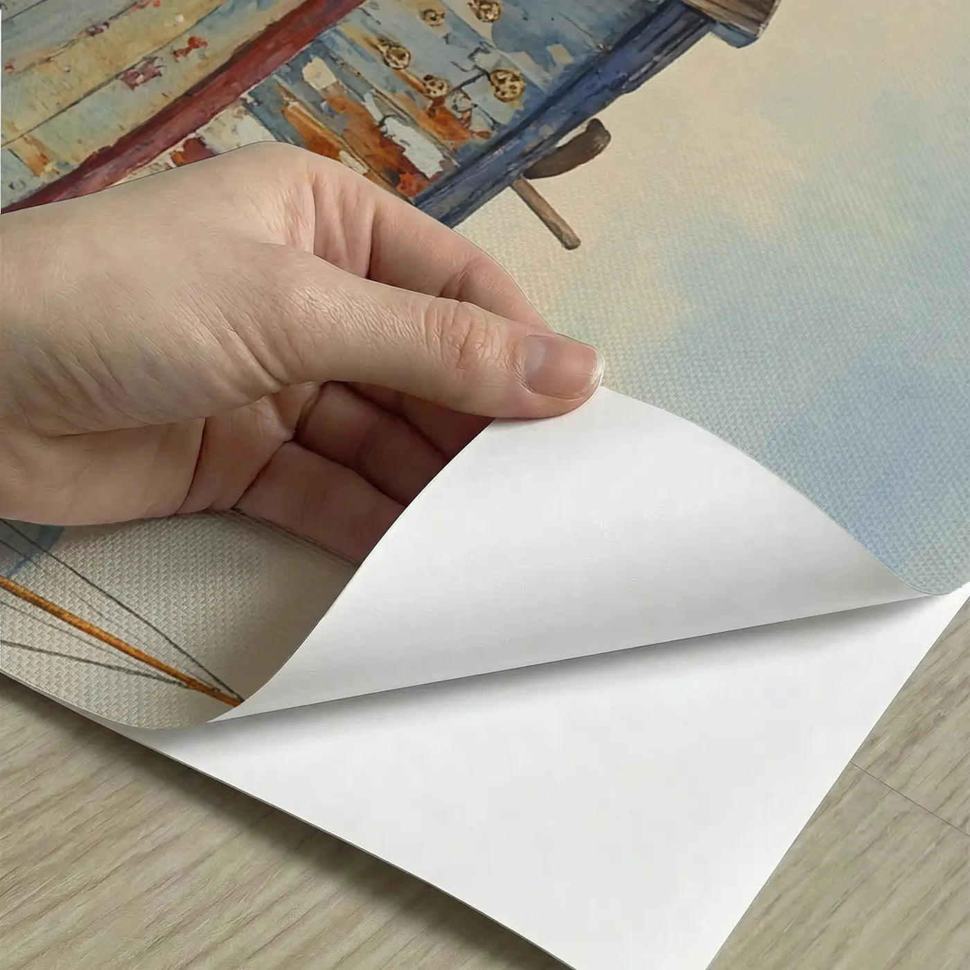 Peel-and-stick detail of Fishing Boat Hull Close Up Wallpaper Mural by Whimsy Tots