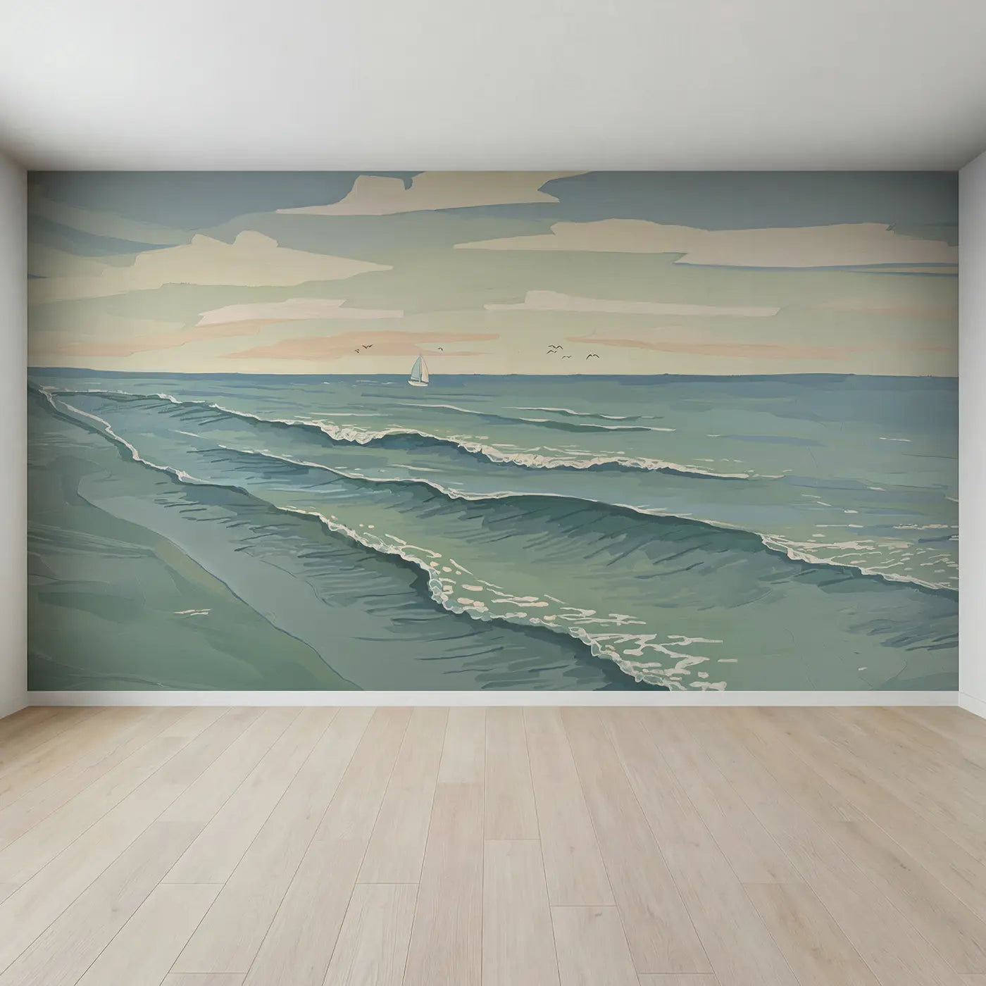 Full view of Calm Open Ocean Wallpaper Mural by Whimsy Tots