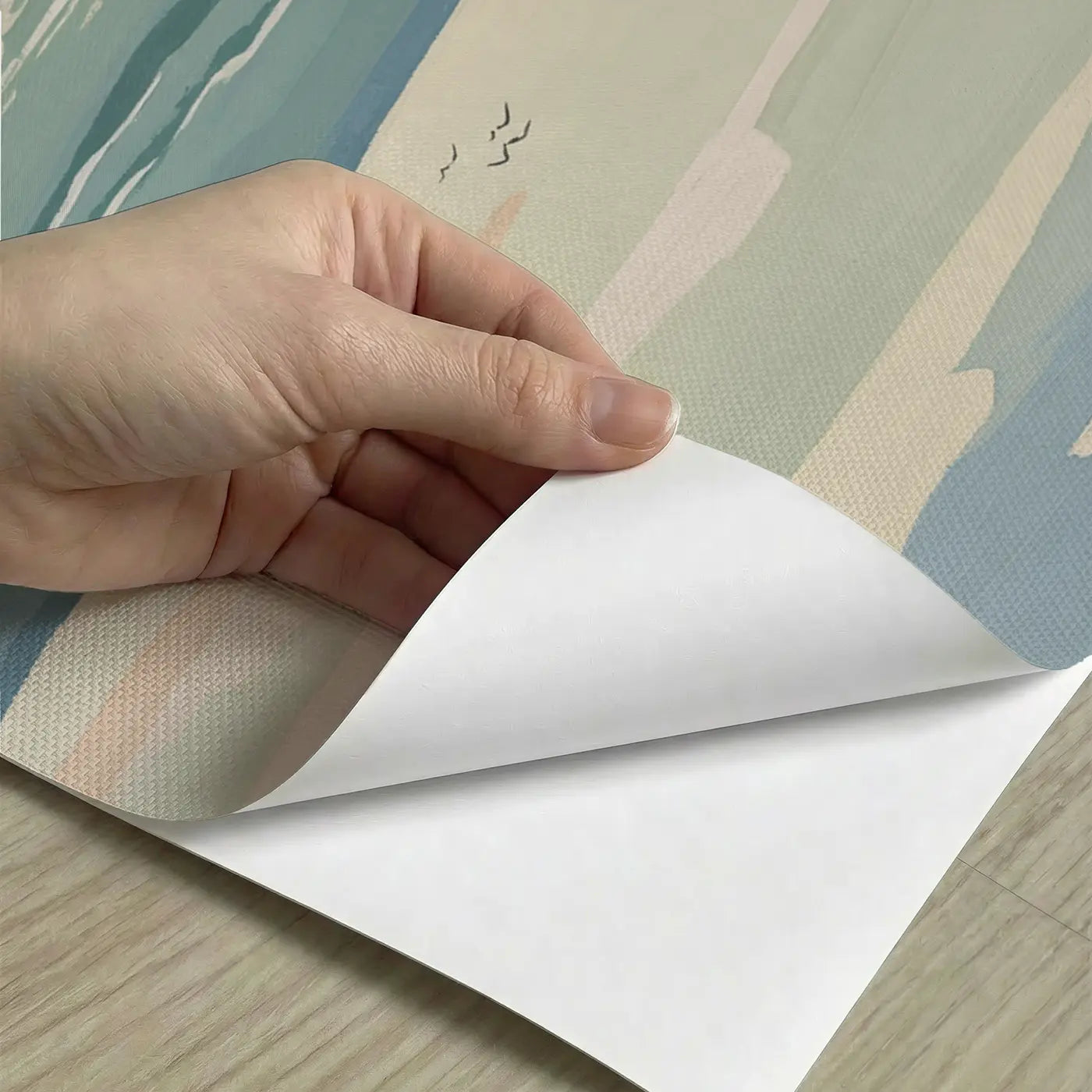 Peel-and-stick detail of Calm Open Ocean Wallpaper Mural by Whimsy Tots