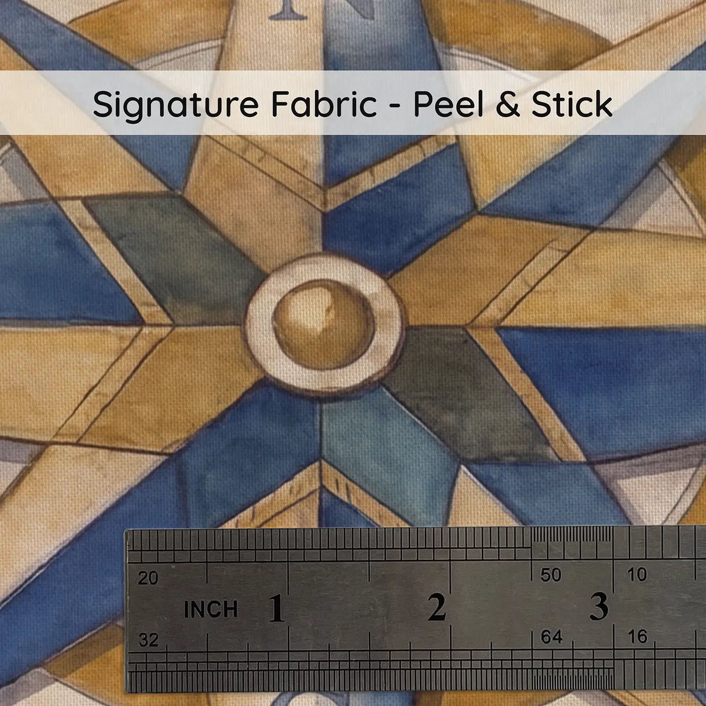 Fabric texture close-up of Dock Compass Rose Maritime Wallpaper Mural by Whimsy Tots