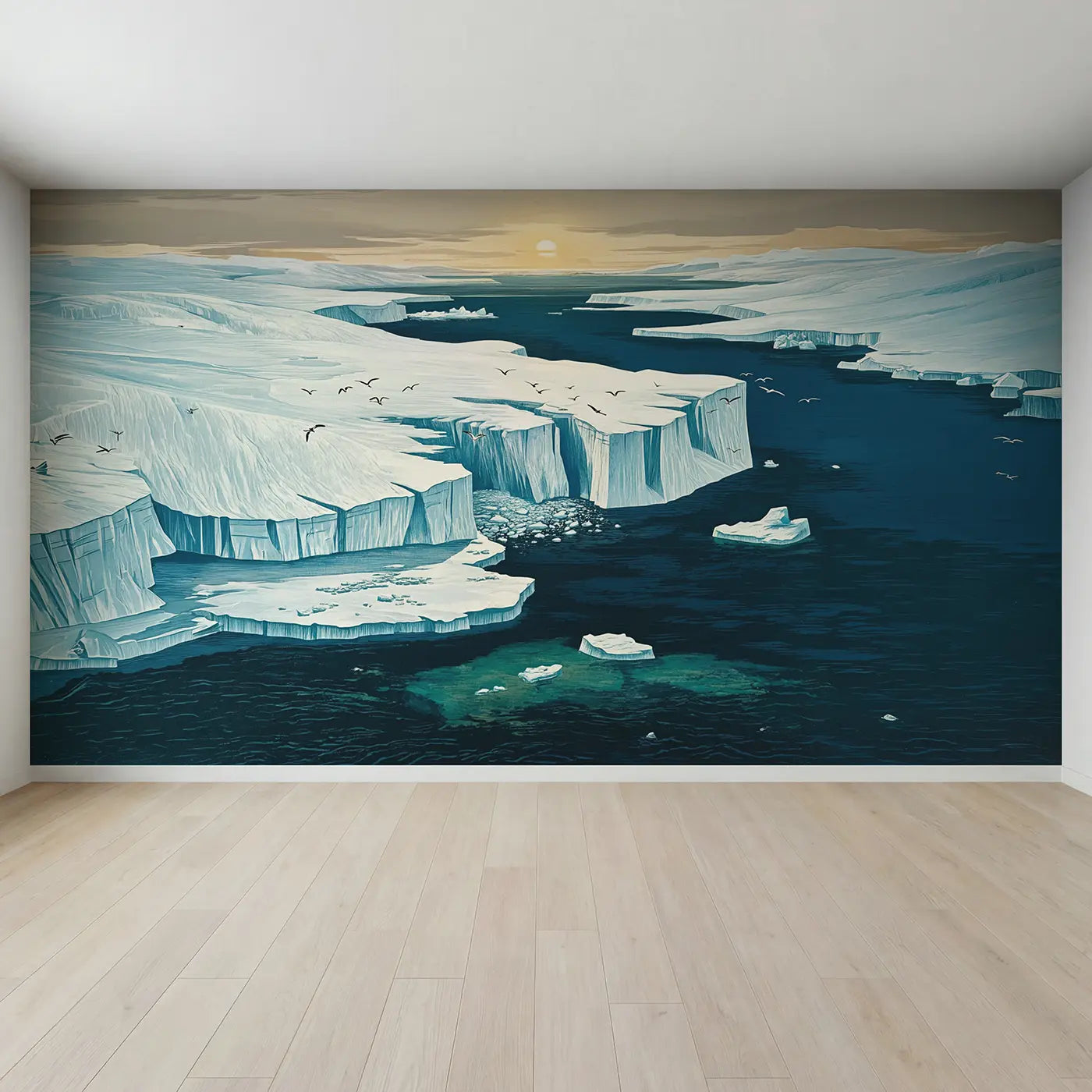 Full view of Ice Shelf Ocean Meeting Point Wallpaper Mural by Whimsy Tots