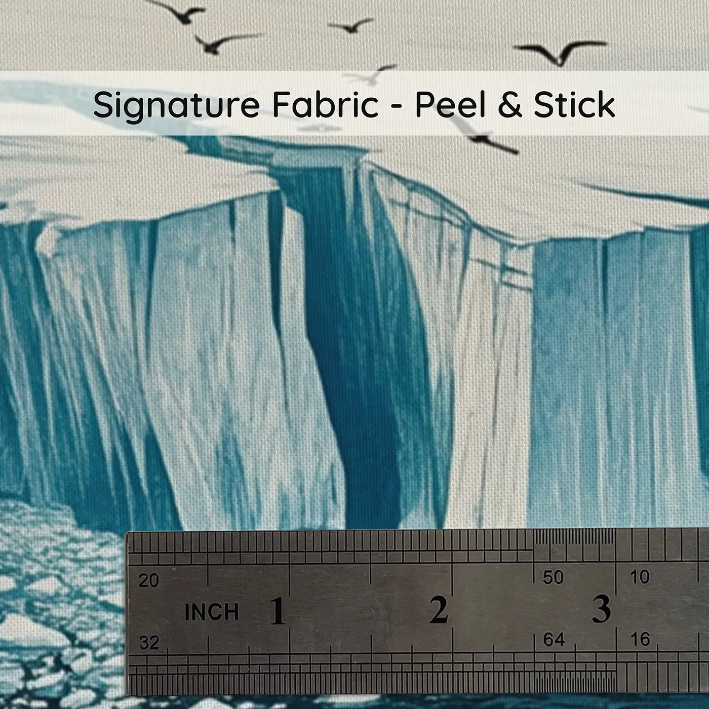 Fabric texture close-up of Ice Shelf Ocean Meeting Point Wallpaper Mural by Whimsy Tots