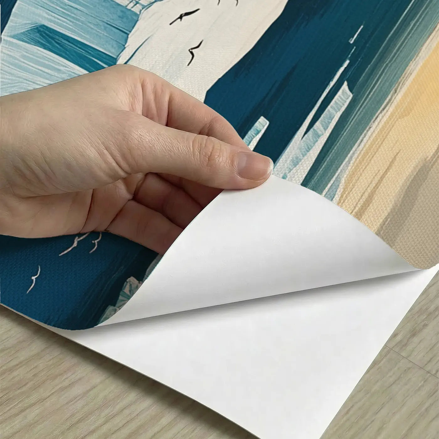 Peel-and-stick detail of Ice Shelf Ocean Meeting Point Wallpaper Mural by Whimsy Tots