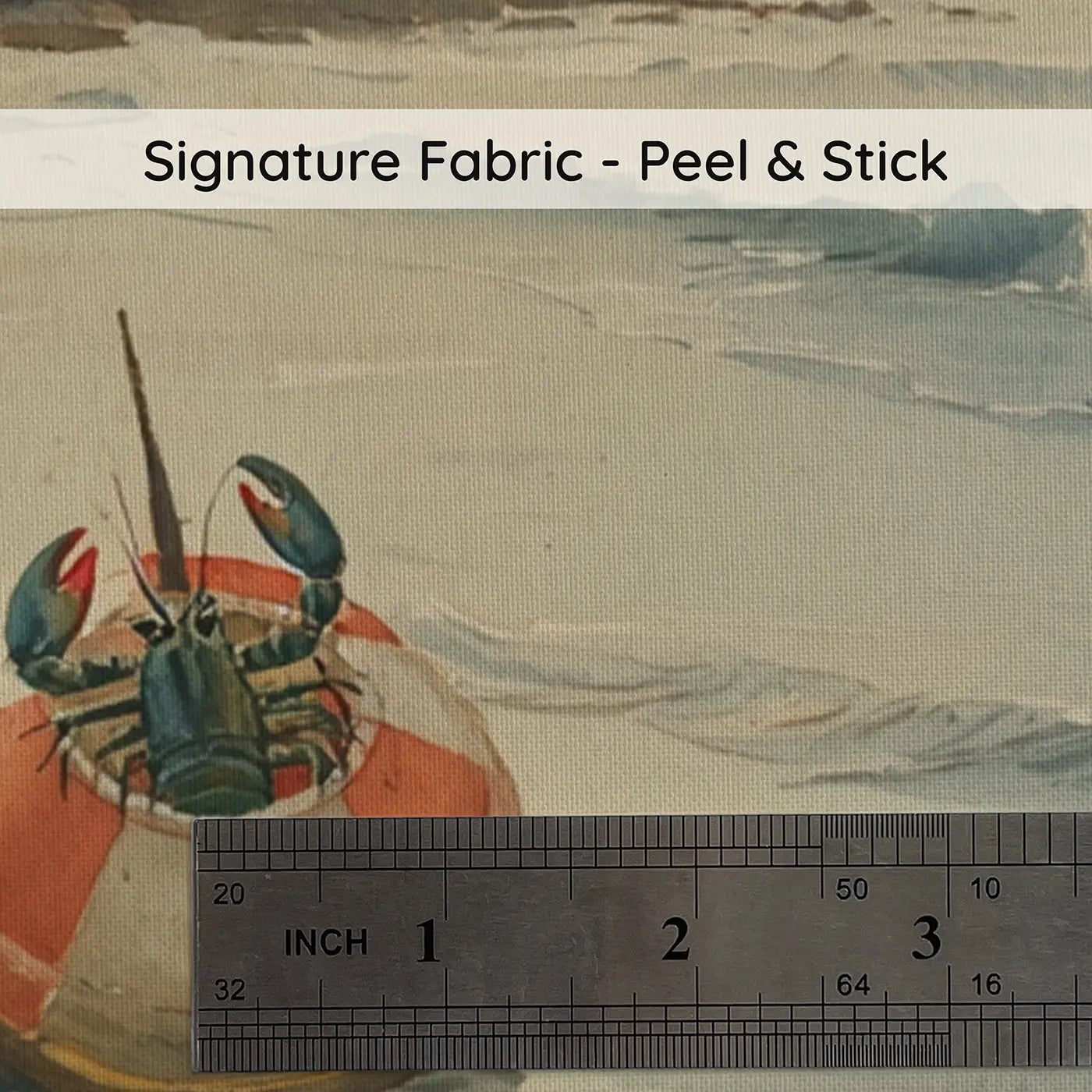Fabric texture close-up of Lobster Buoy Floating Calm Wallpaper Mural by Whimsy Tots