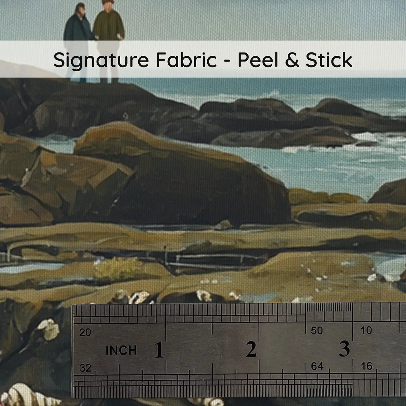 Fabric texture close-up of Rocky Shore Tide Pool Discovery Wallpaper Mural by Whimsy Tots