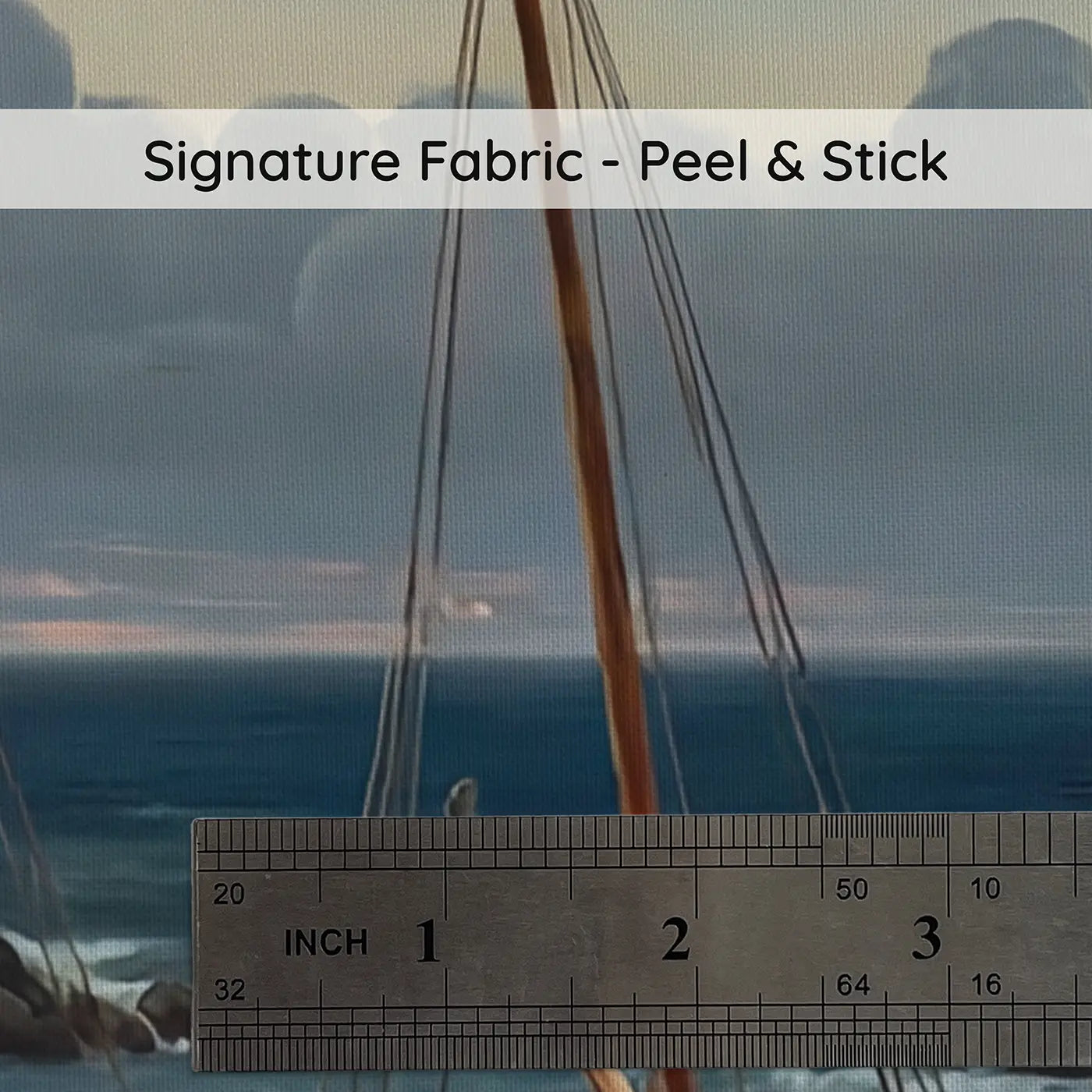 Fabric texture close-up of Coastal Sailboat Cove Wallpaper Mural by Whimsy Tots
