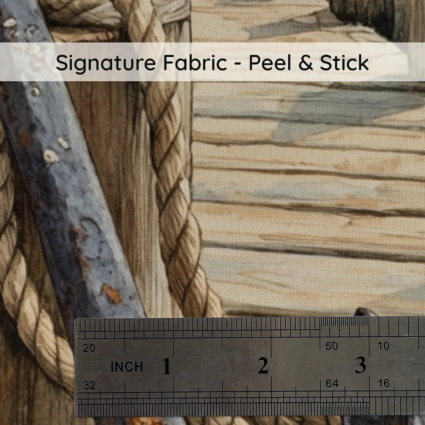 Fabric texture close-up of Anchor and Rope Dock Wallpaper Mural by Whimsy Tots