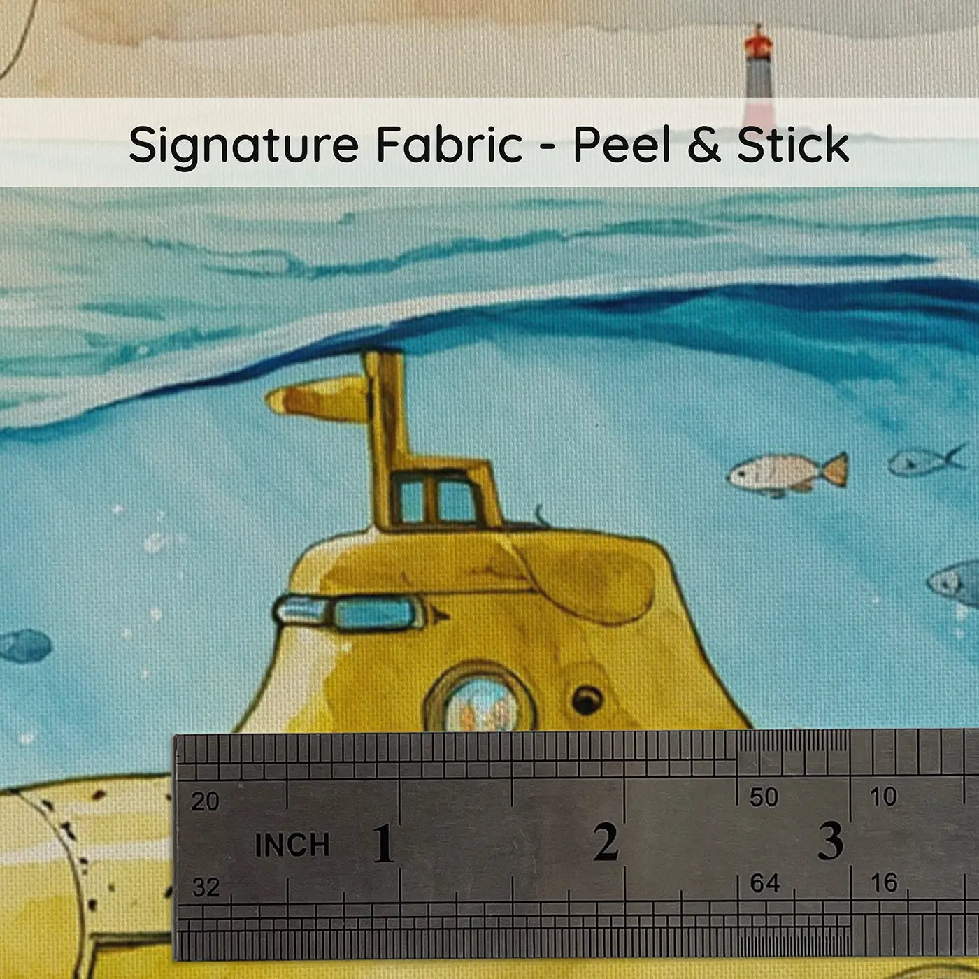 Fabric texture close-up of Submarine and Ship Passing Wallpaper Mural by Whimsy Tots