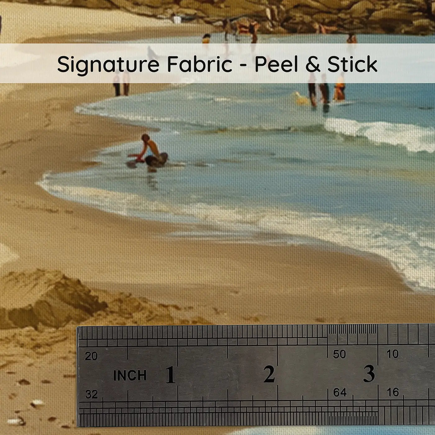 Fabric texture close-up of Beach Life Panorama Sunny Day Wallpaper Mural by Whimsy Tots