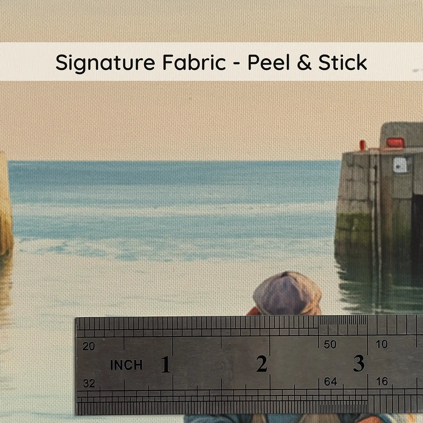 Fabric texture close-up of Harbor Net Mending Scene Wallpaper Mural by Whimsy Tots