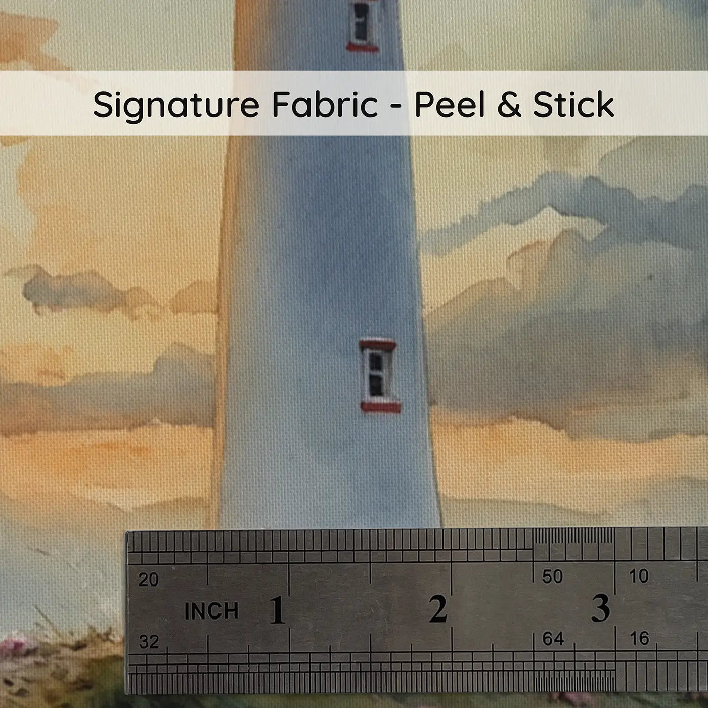 Fabric texture close-up of Rocky Headland Lighthouse Wallpaper Mural by Whimsy Tots