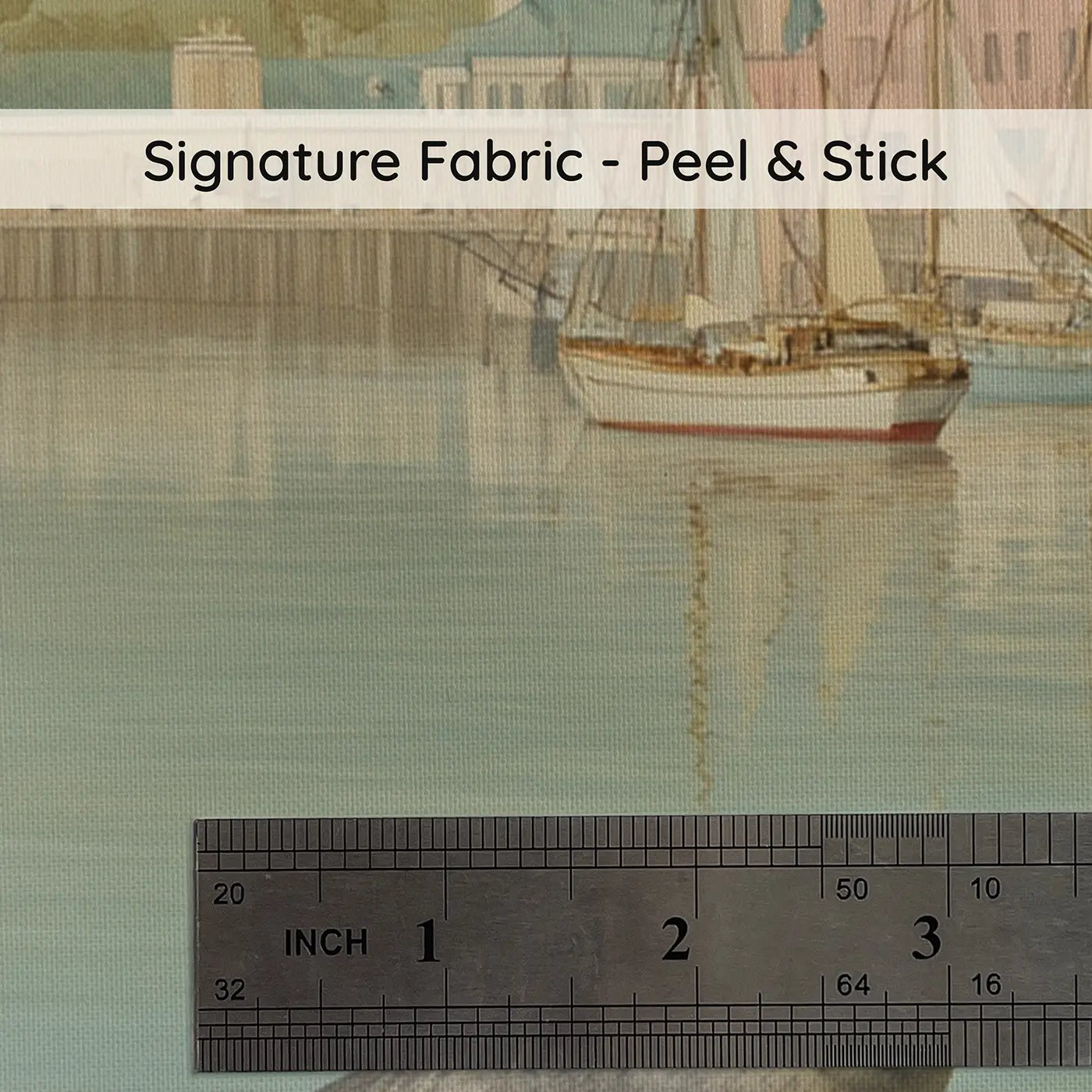 Fabric texture close-up of Harbor Seal and Seagull Dock Wallpaper Mural by Whimsy Tots