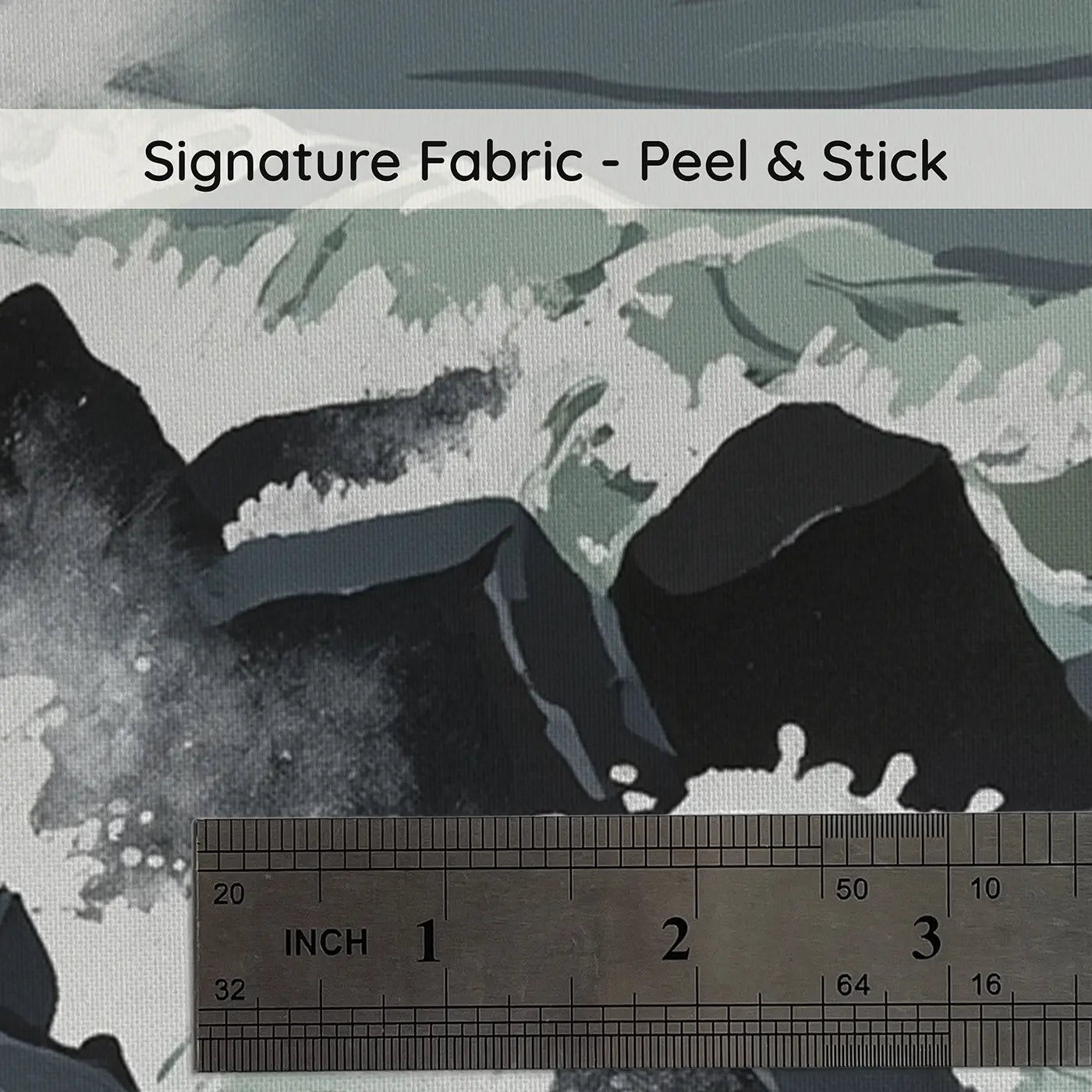 Fabric texture close-up of Stormy Rocky Coast Waves Wallpaper Mural by Whimsy Tots