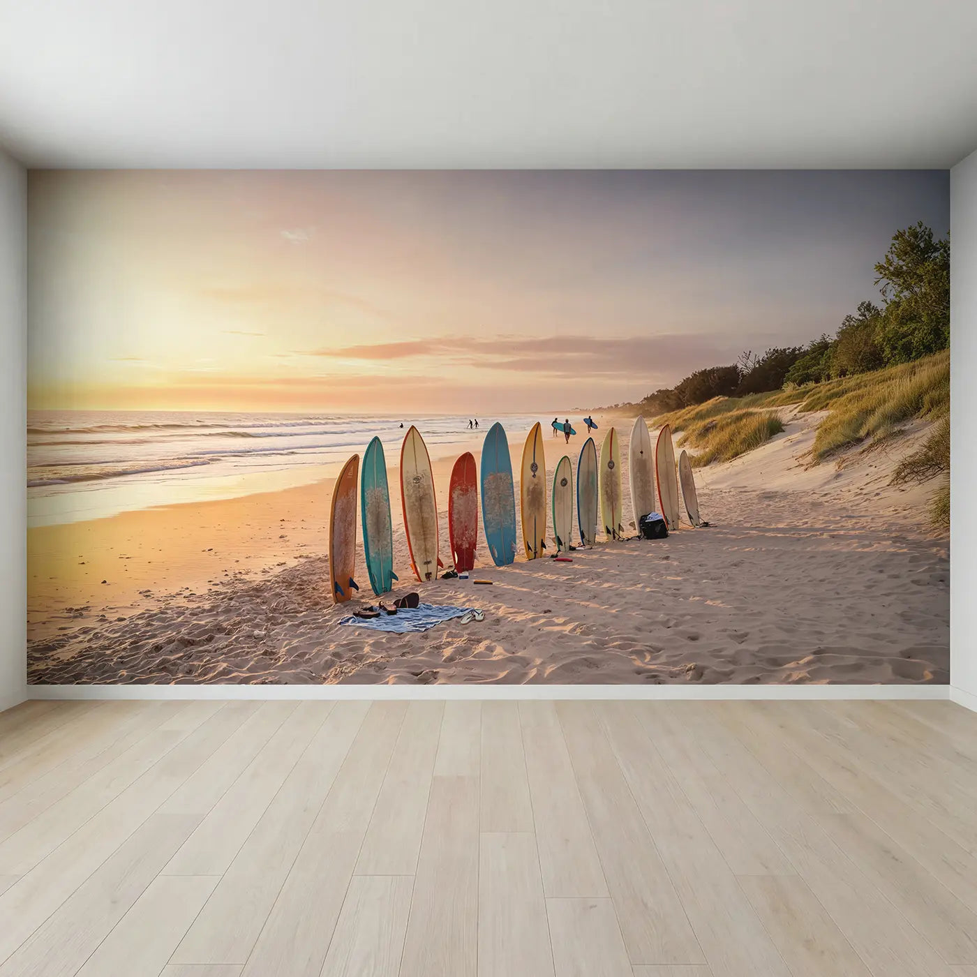Full view of Dawn Surf Beach Morning Wallpaper Mural by Whimsy Tots