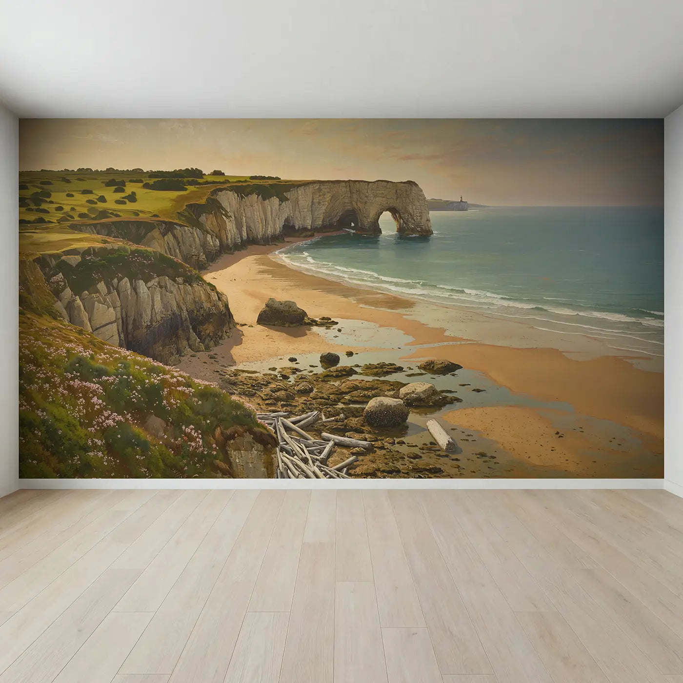 Full view of Beach Rock Arch Cove Wallpaper Mural by Whimsy Tots