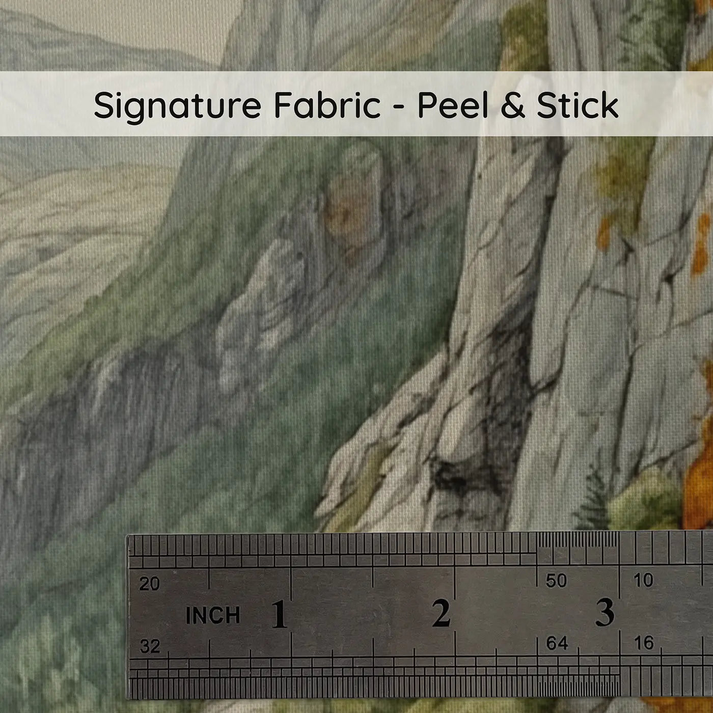 Fabric texture close-up of Steep Fjord Calm Waters Wallpaper Mural by Whimsy Tots