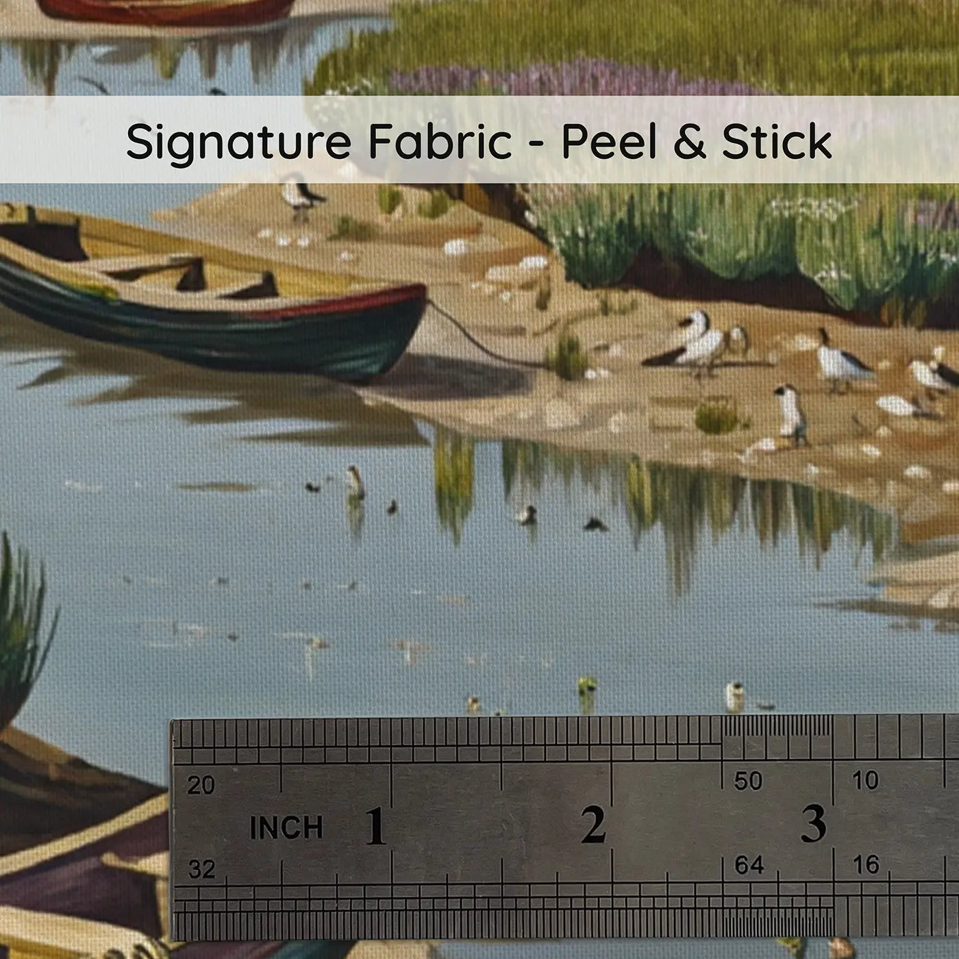 Fabric texture close-up of Coastal Wetland Estuary Wallpaper Mural by Whimsy Tots