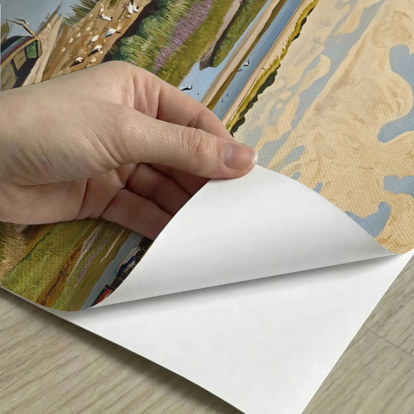 Peel-and-stick detail of Coastal Wetland Estuary Wallpaper Mural by Whimsy Tots