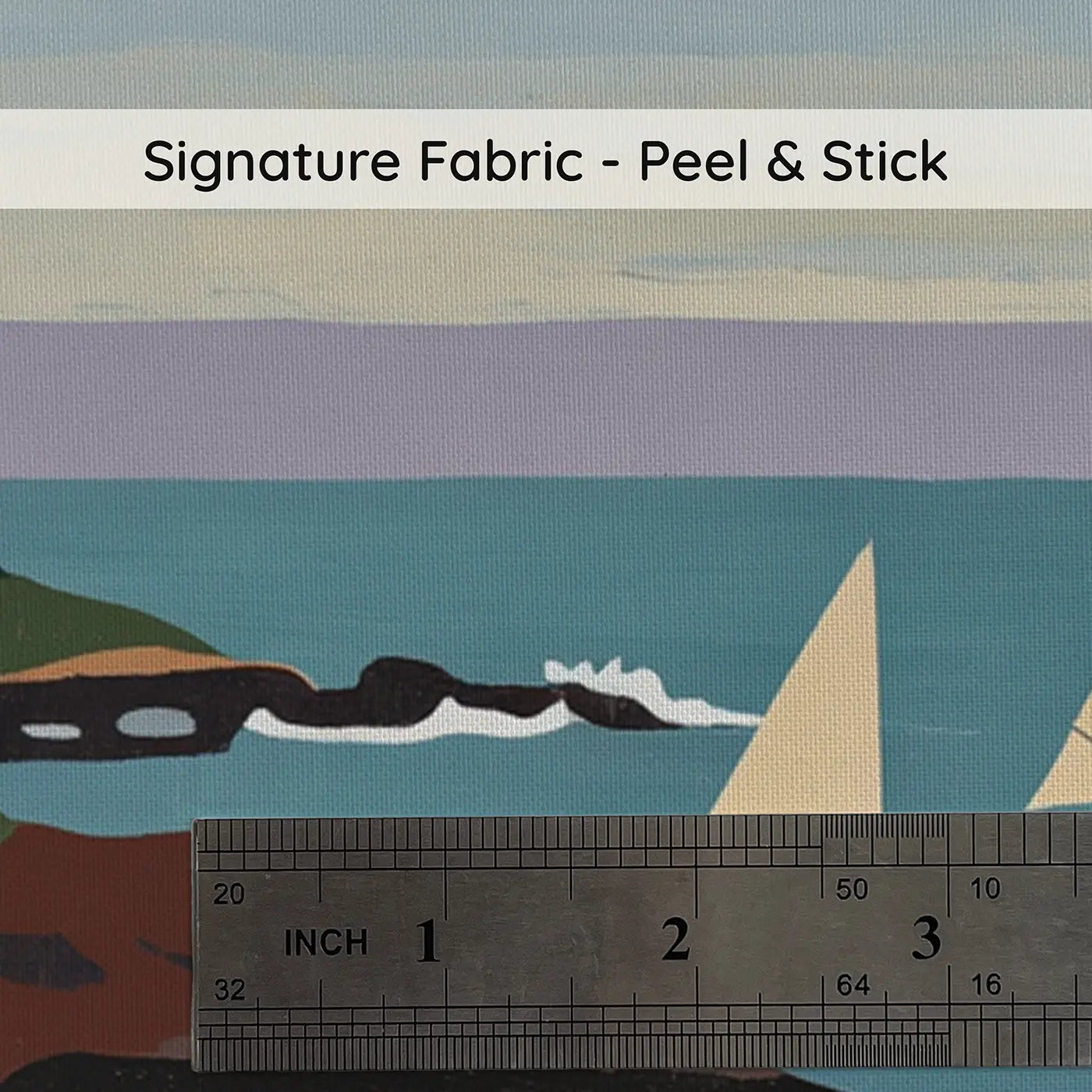 Fabric texture close-up of Vintage Lighthouse Cliff Wallpaper Mural by Whimsy Tots