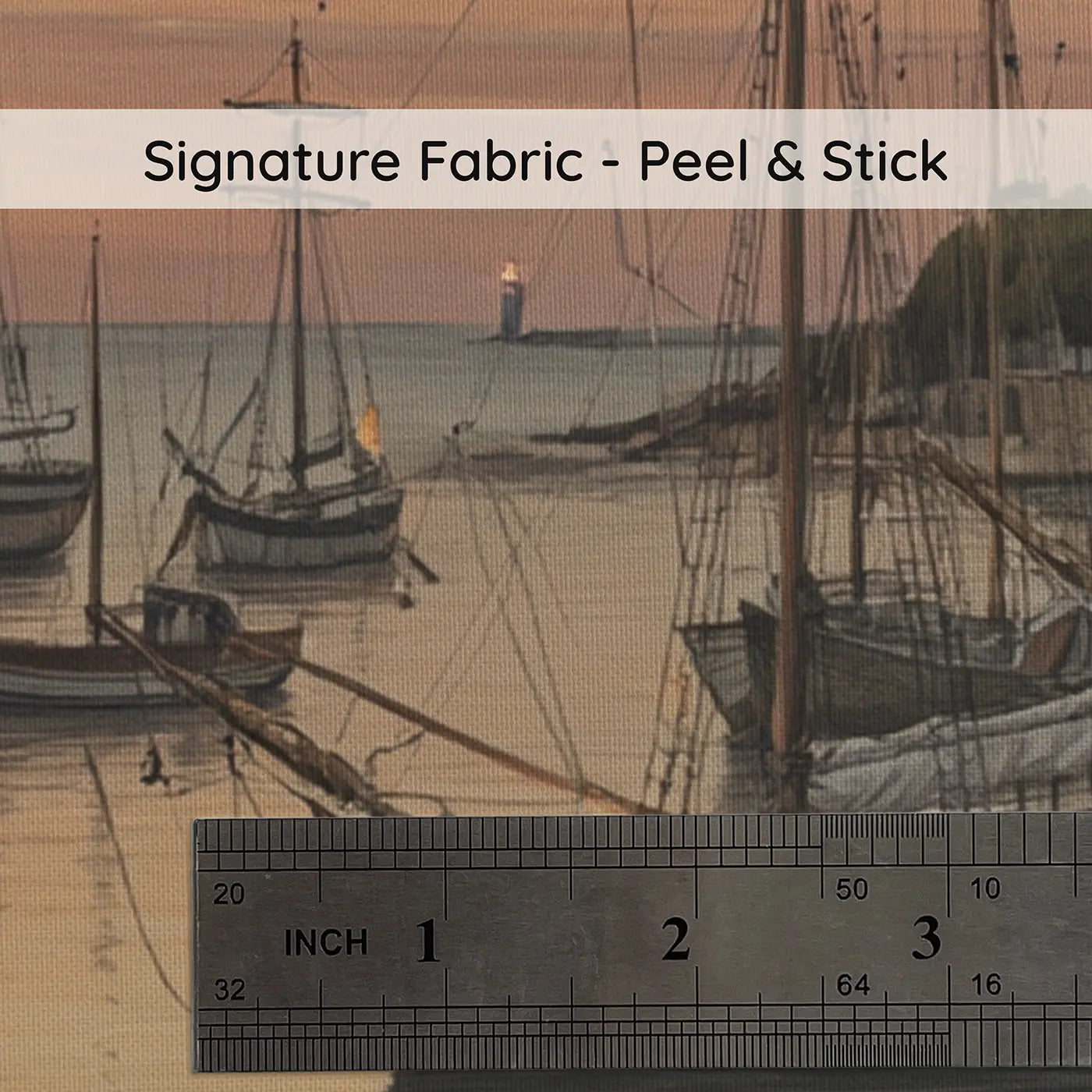 Fabric texture close-up of Evening Anchorage Bay Wallpaper Mural by Whimsy Tots