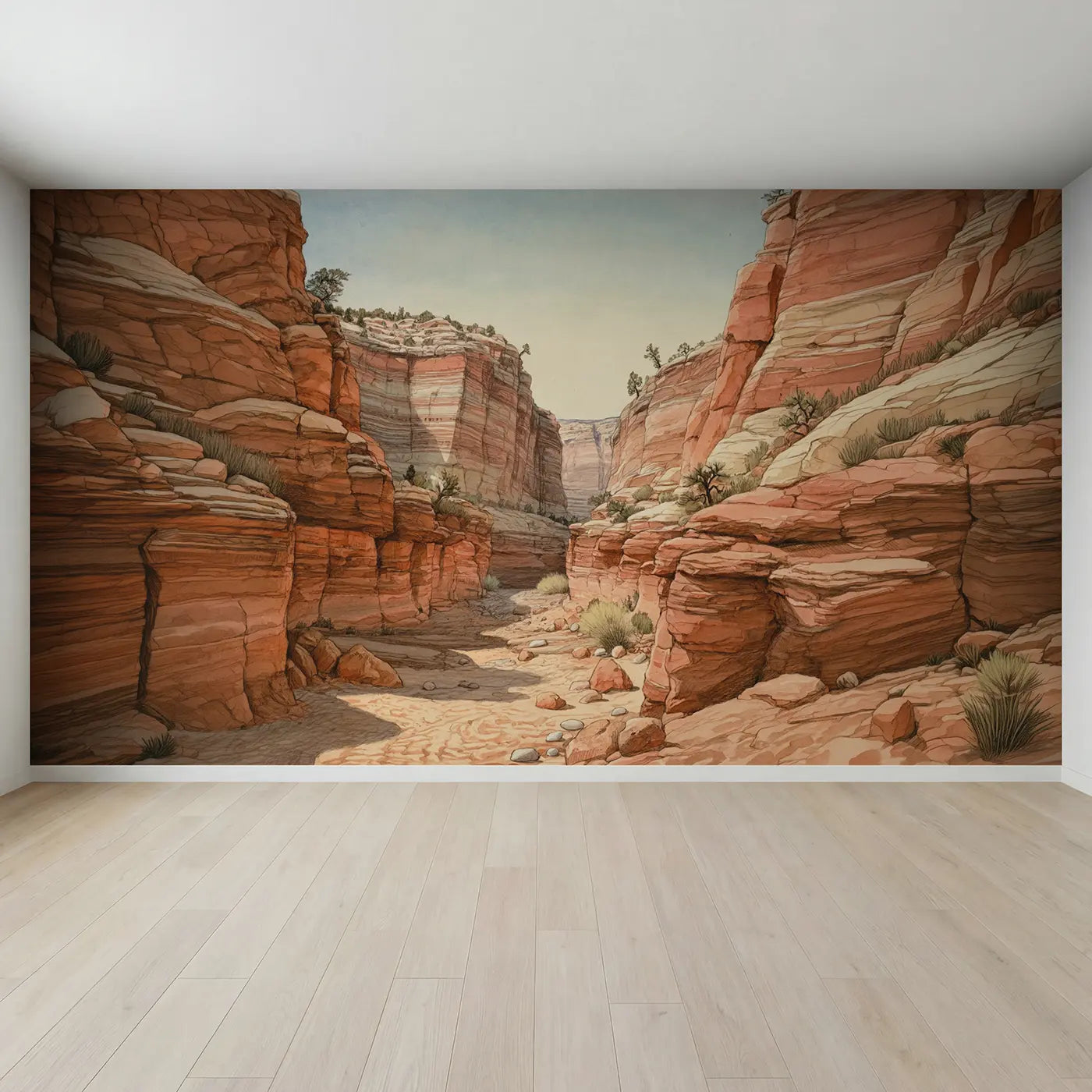 Full view of Red Rock Canyon Layers Wallpaper Mural by Whimsy Tots