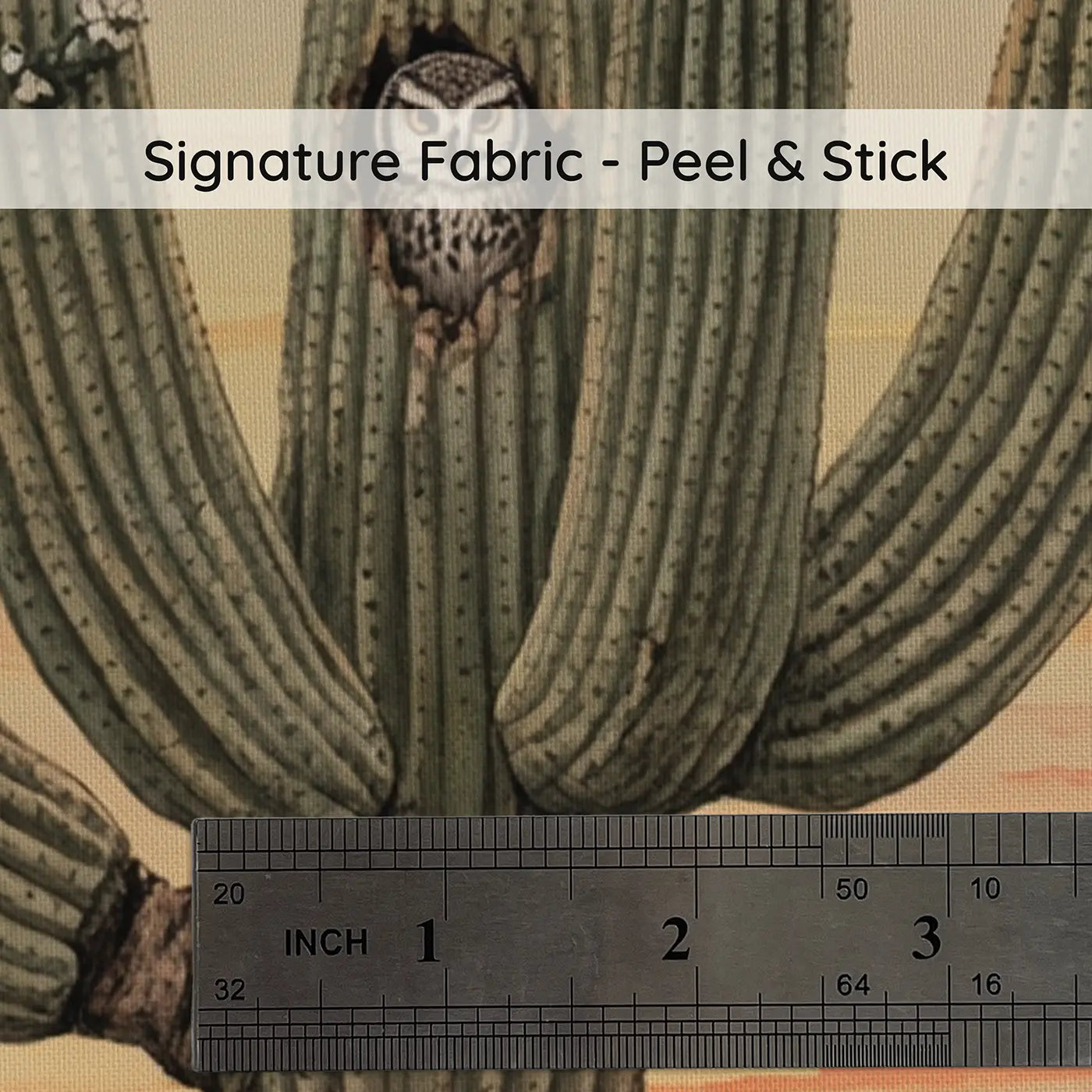 Fabric texture close-up of Desert Saguaro Sunset Wallpaper Mural by Whimsy Tots
